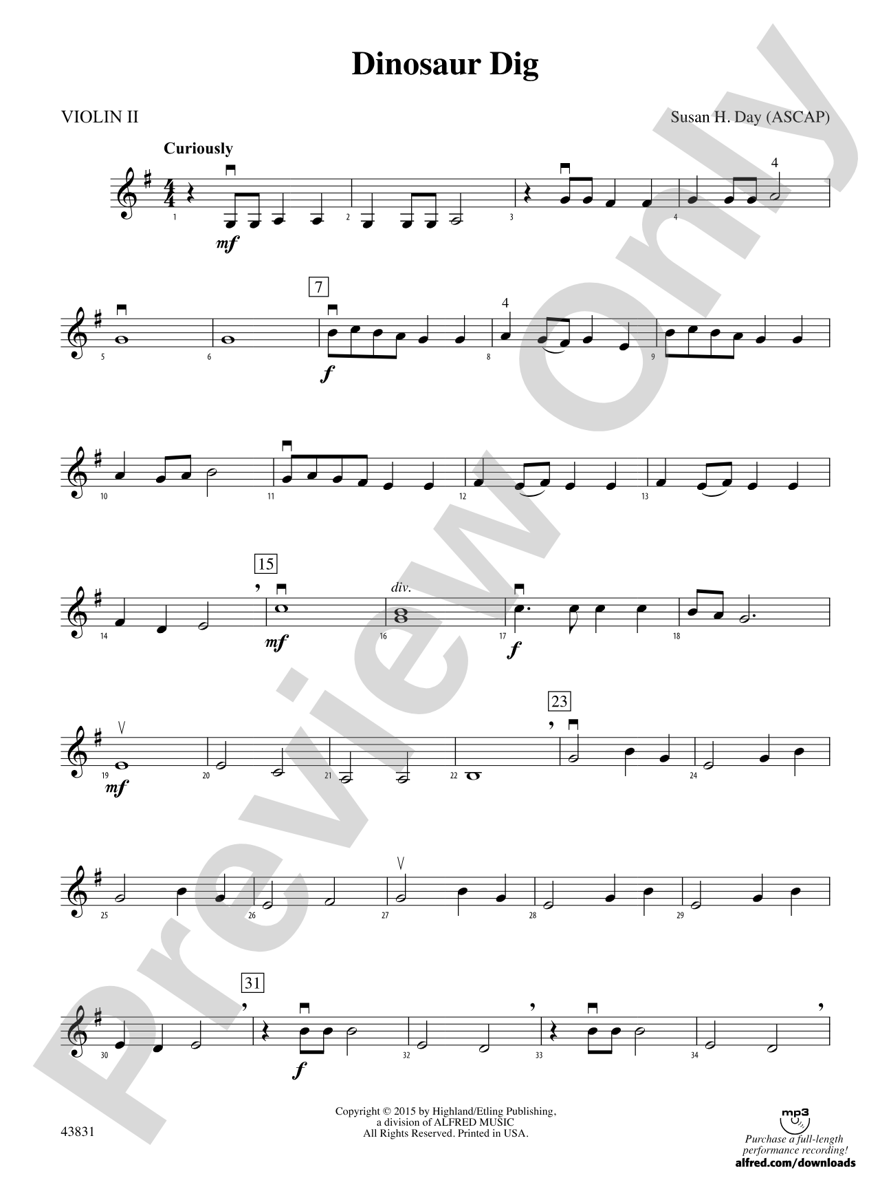 Dinosaur Dig: 2nd Violin