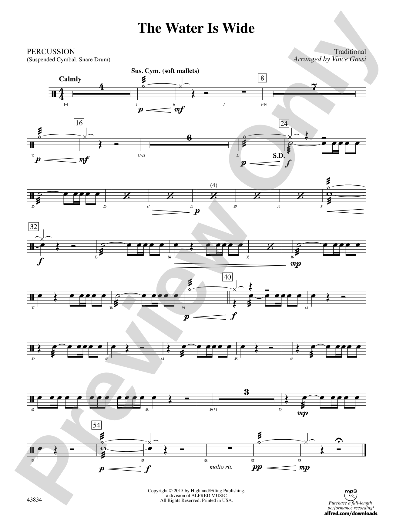 The Water Is Wide: 1st Percussion