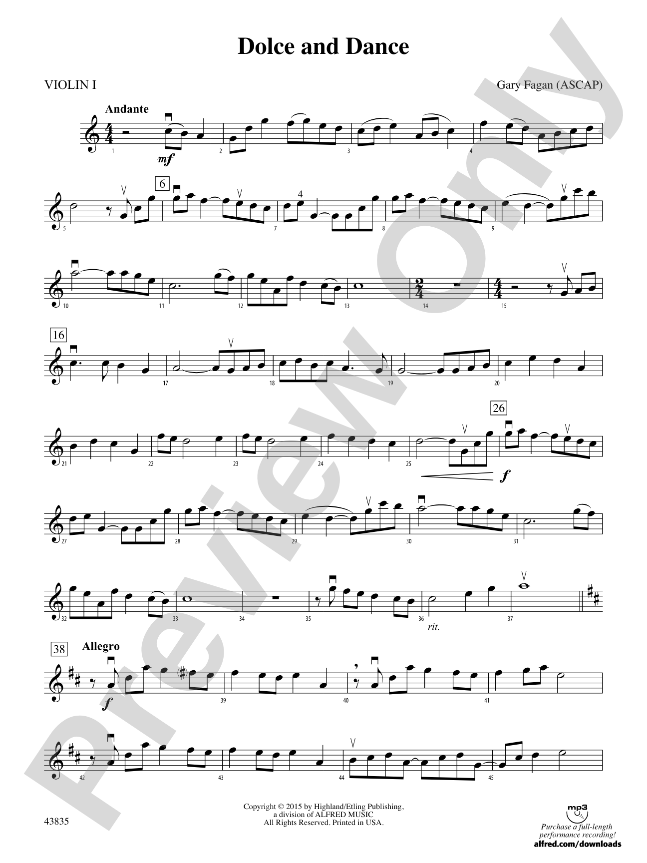 Dolce and Dance: 1st Violin