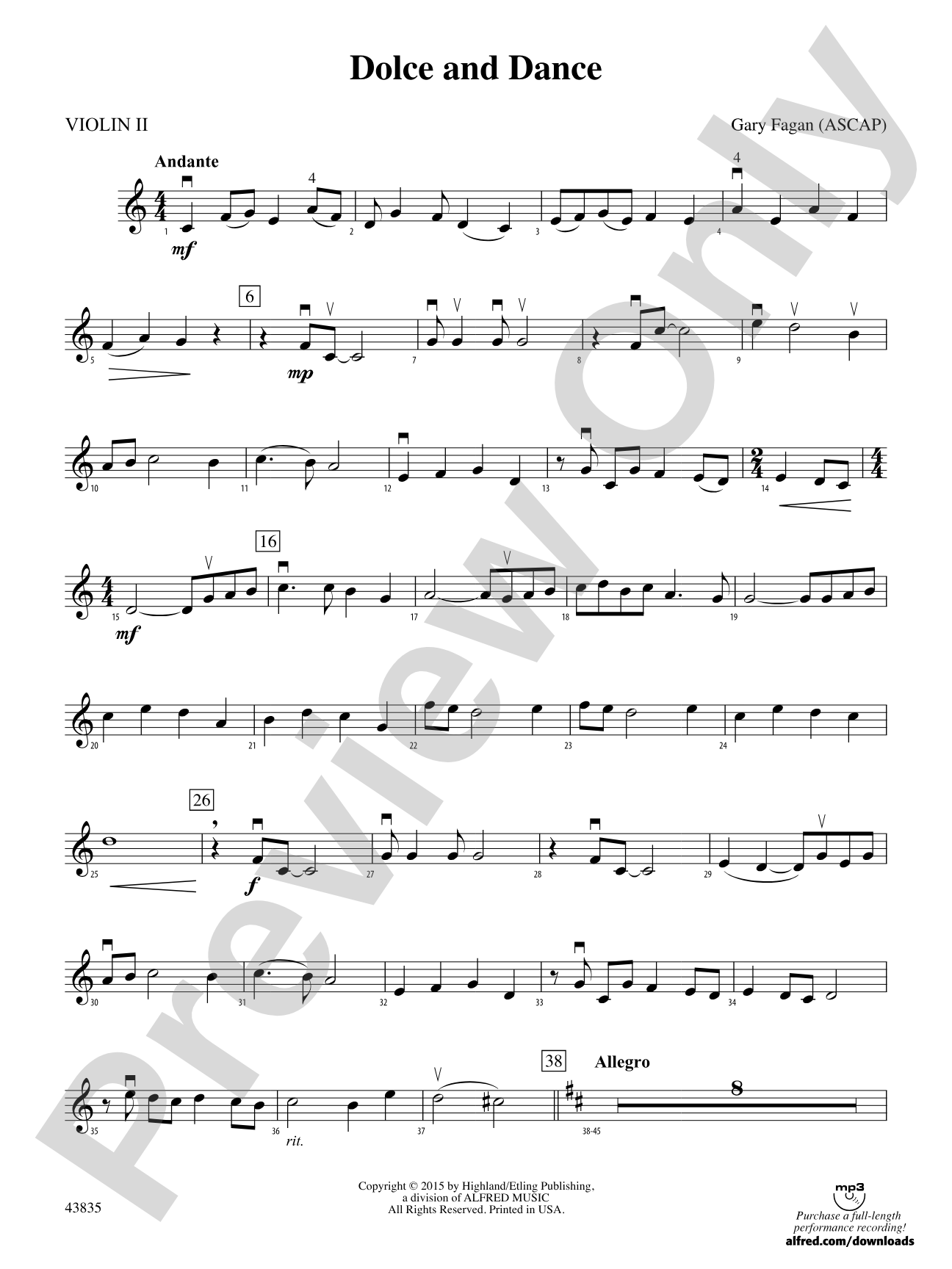 Dolce and Dance: 2nd Violin