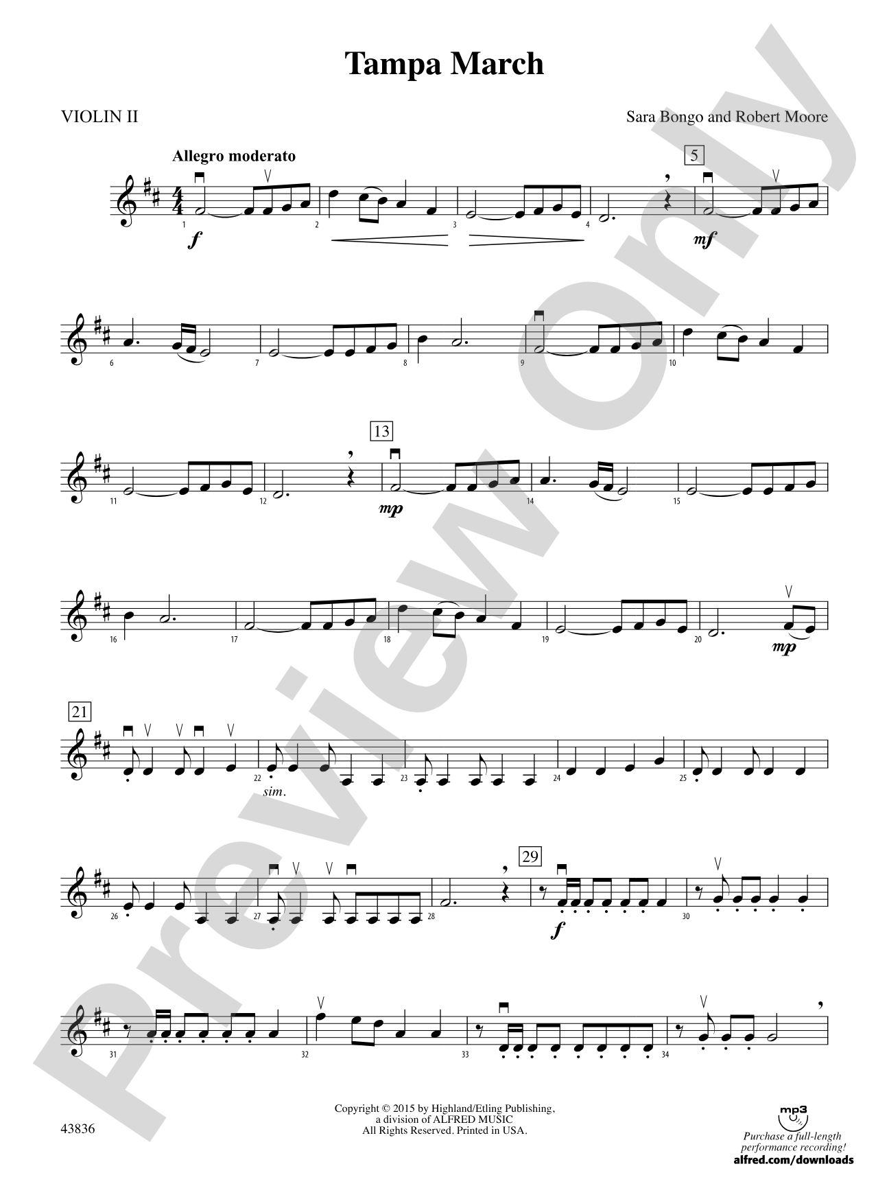 Tampa March: 2nd Violin
