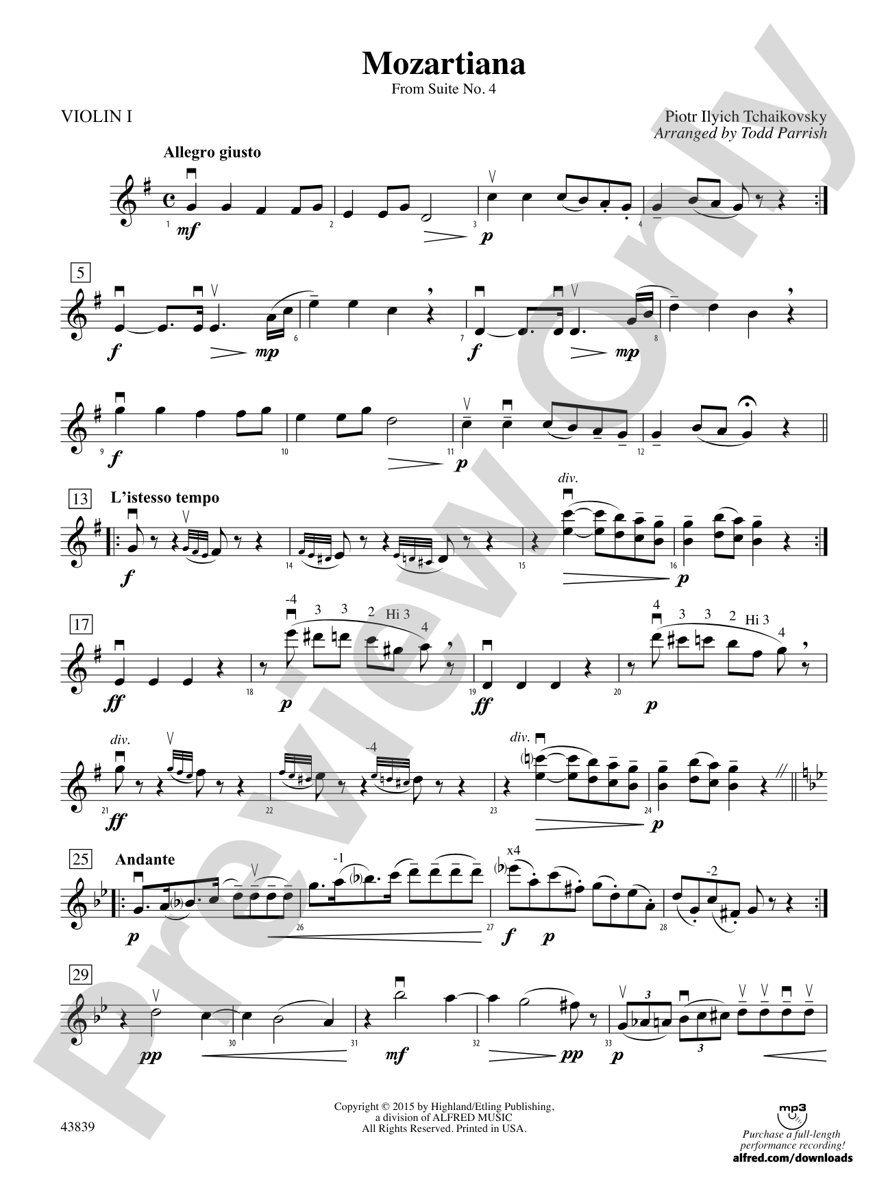 Mozartiana: 1st Violin