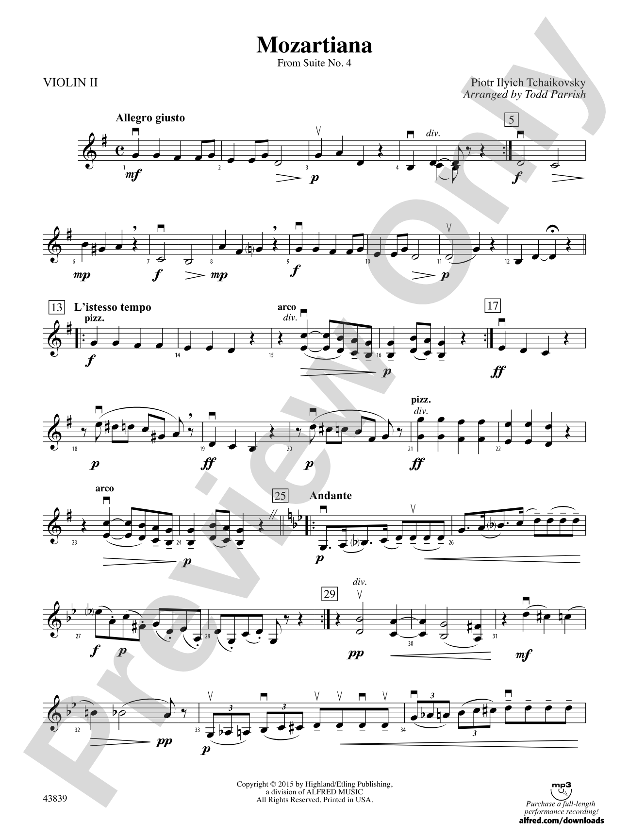 Mozartiana: 2nd Violin