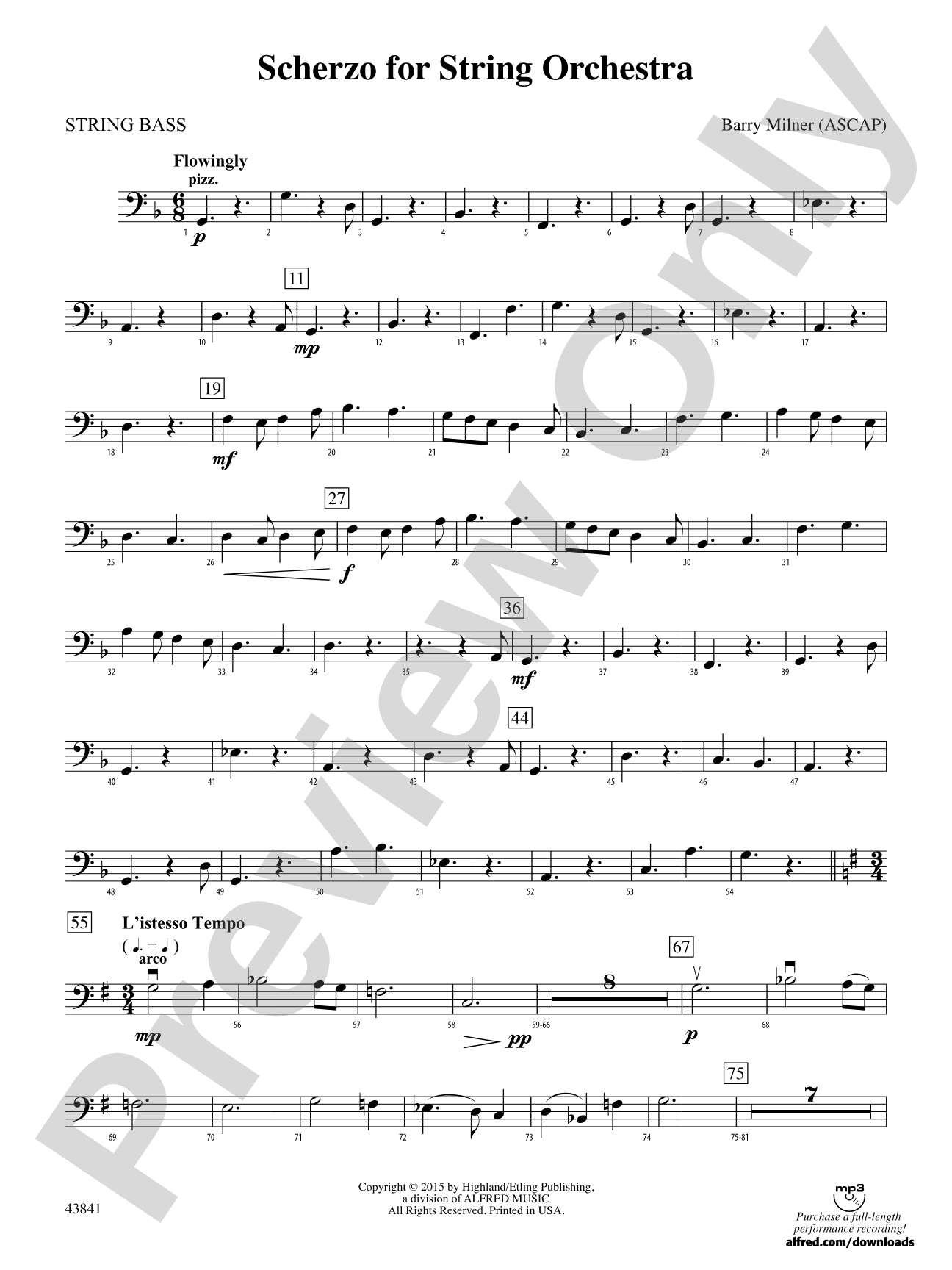 Scherzo for String Orchestra: String Bass