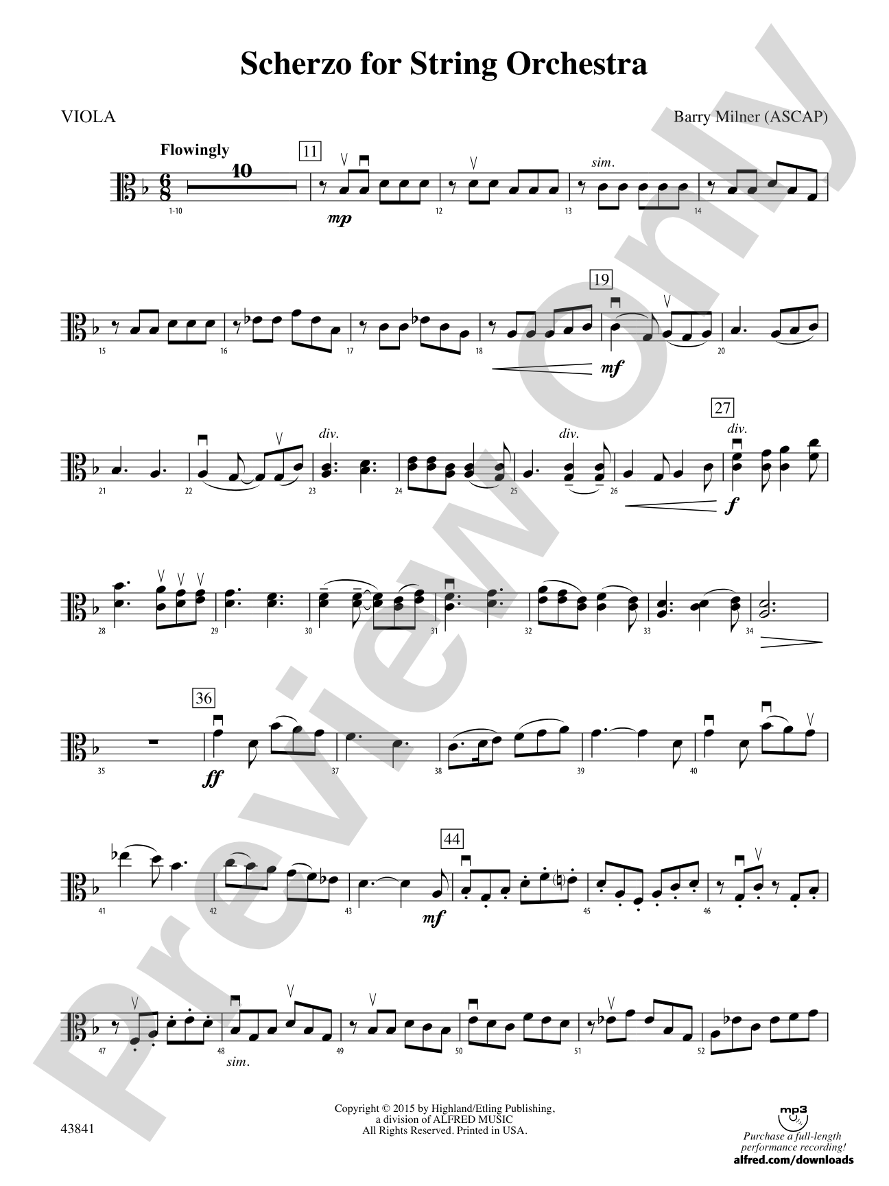 Scherzo for String Orchestra: Viola