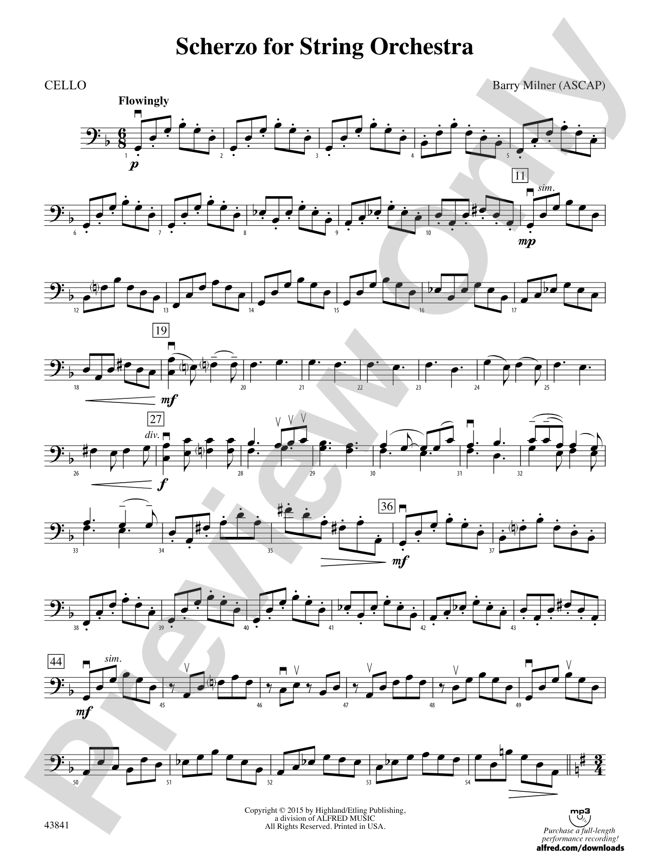 Scherzo for String Orchestra: Cello