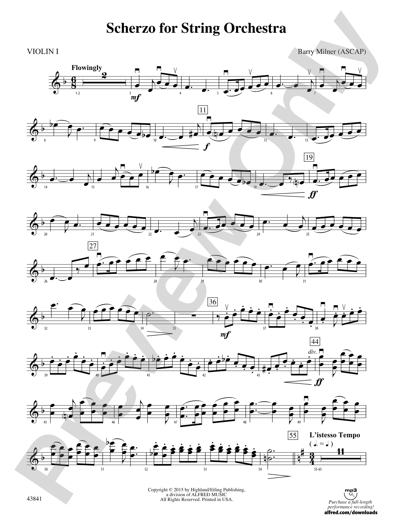 Scherzo for String Orchestra: 1st Violin