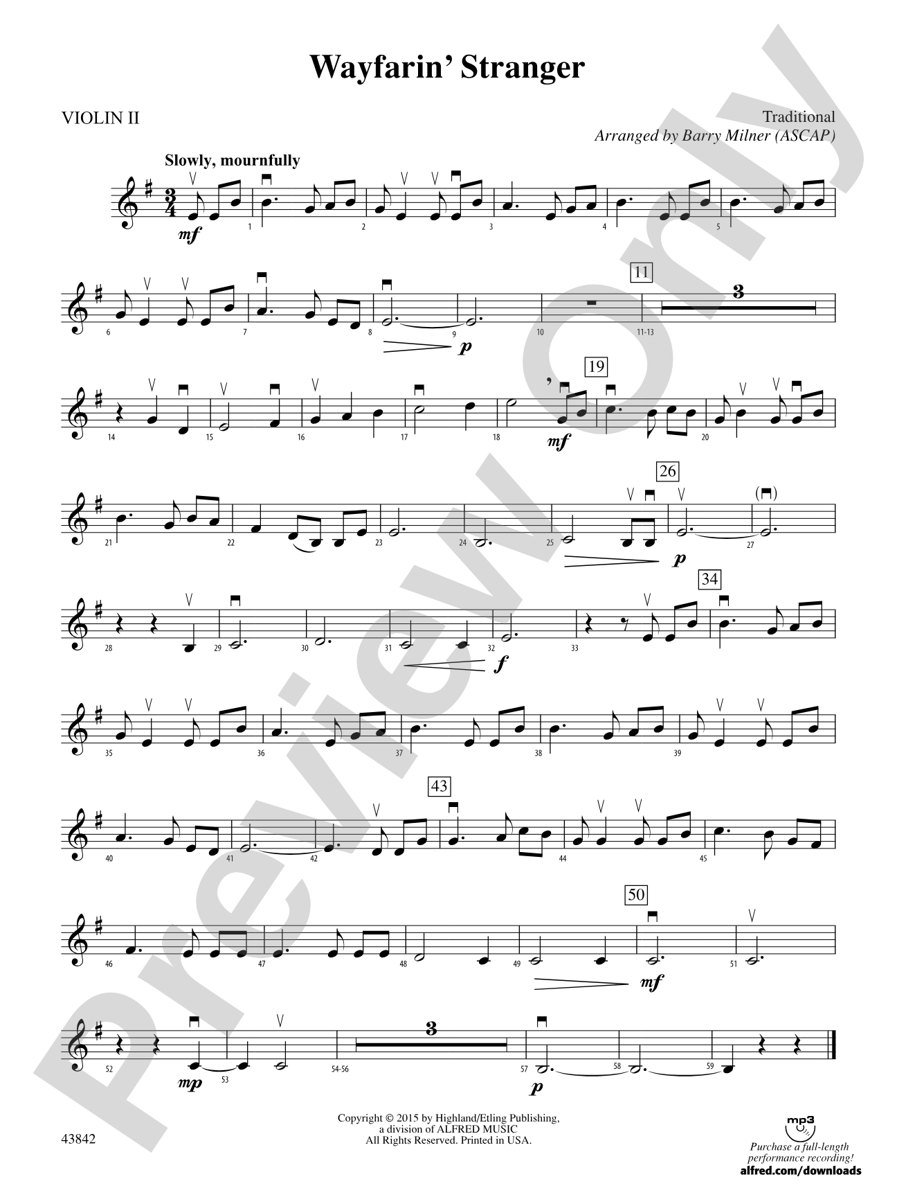 Wayfarin' Stranger: 2nd Violin