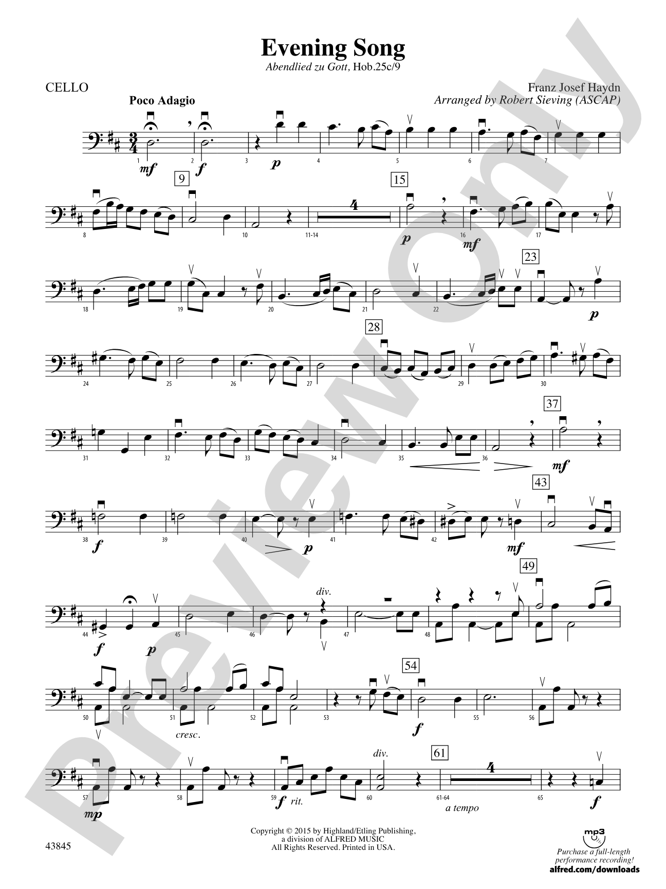 Evening Song: Cello