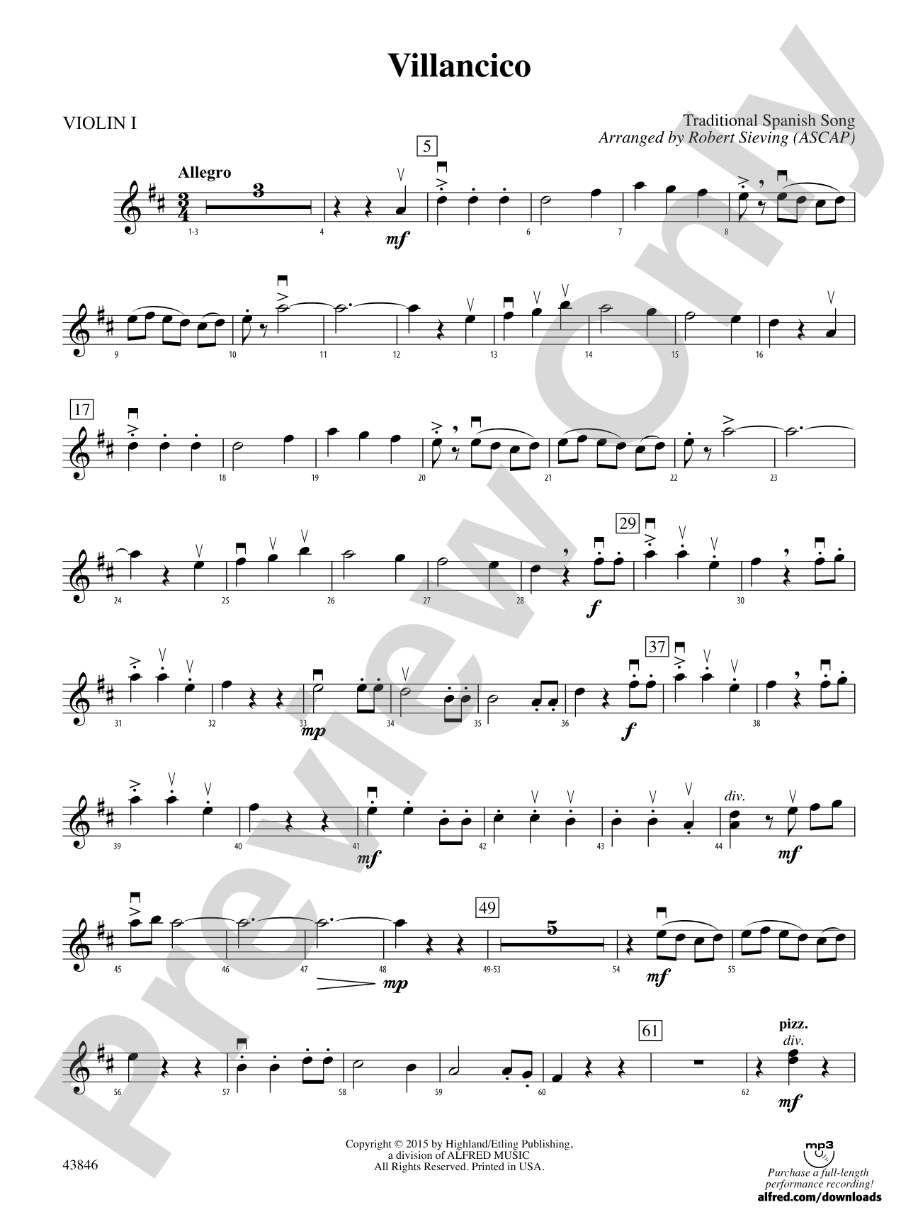 Villancico: 1st Violin
