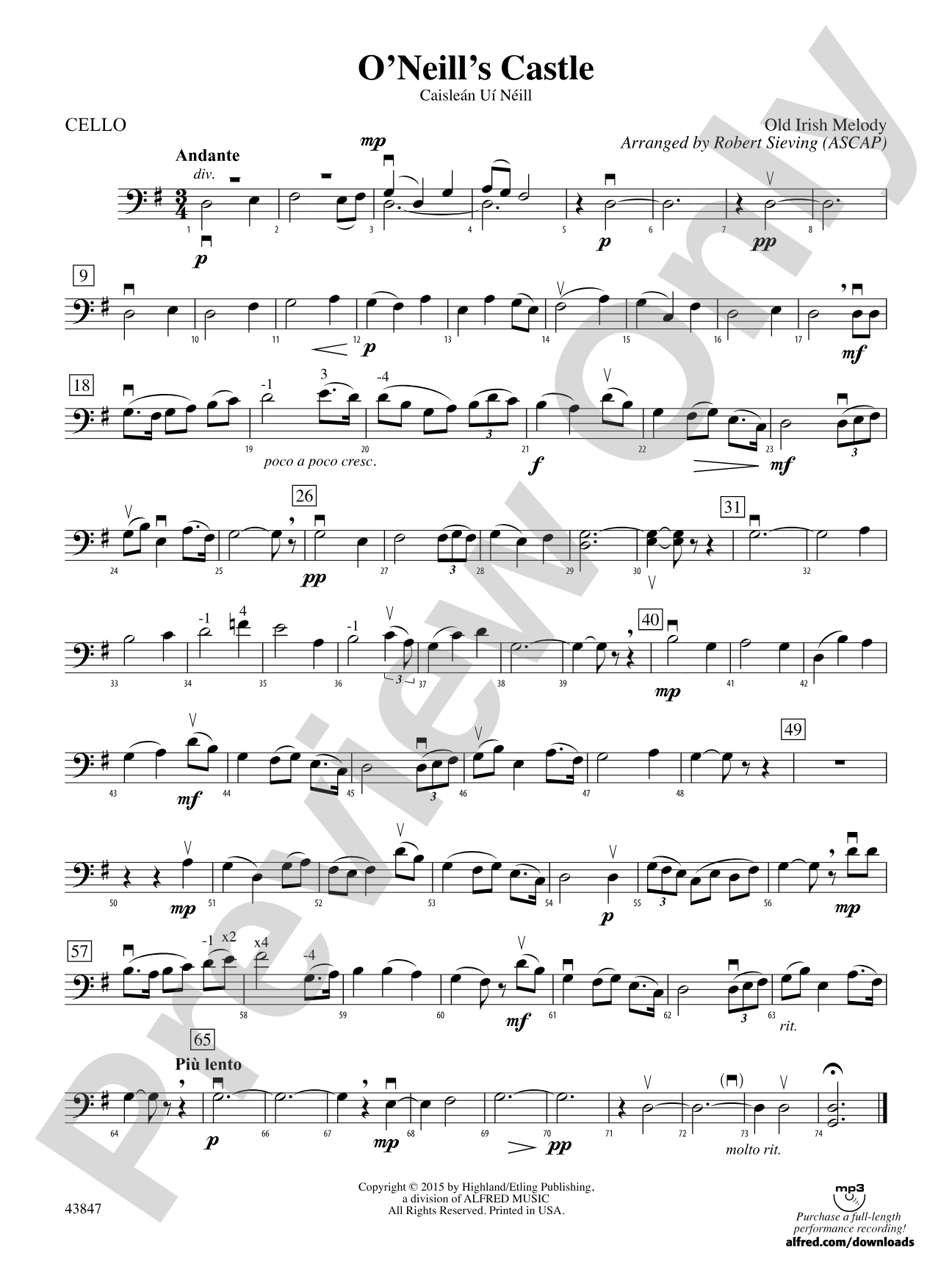 O'Neill's Castle: Cello
