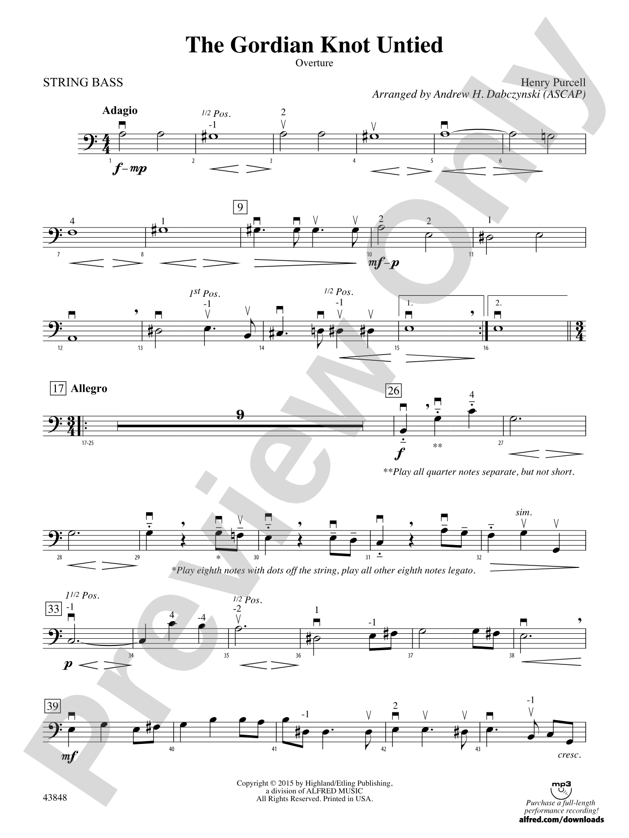The Gordian Knot Untied: String Bass