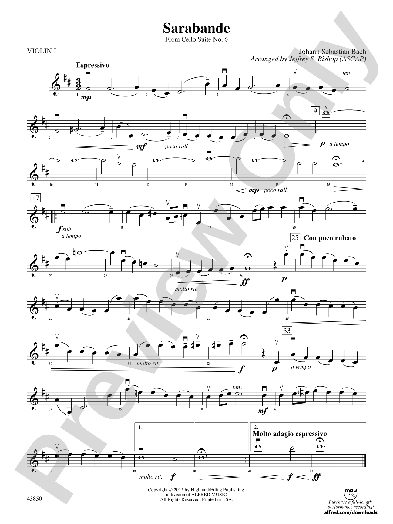 Sarabande: 1st Violin