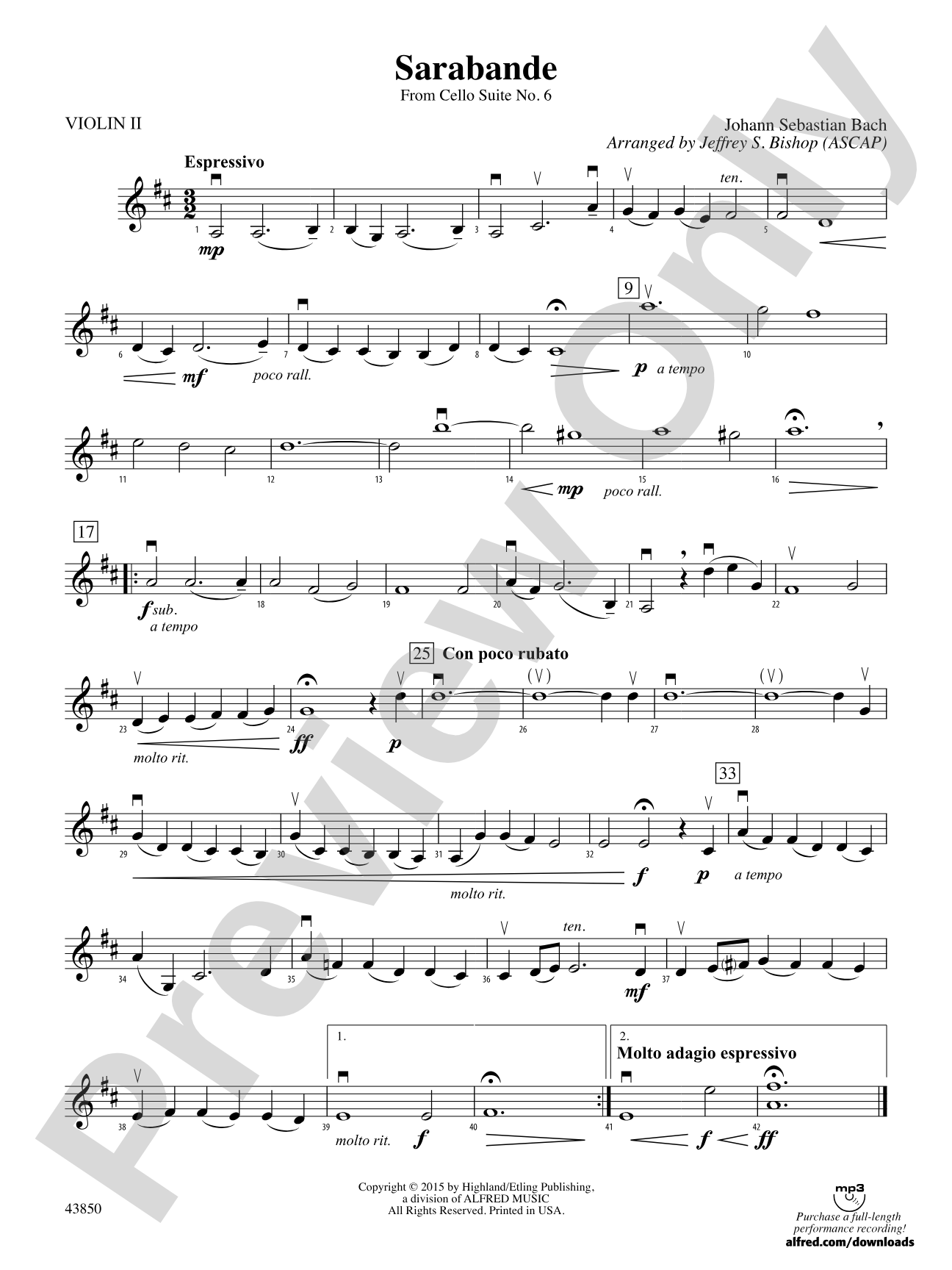 Sarabande: 2nd Violin