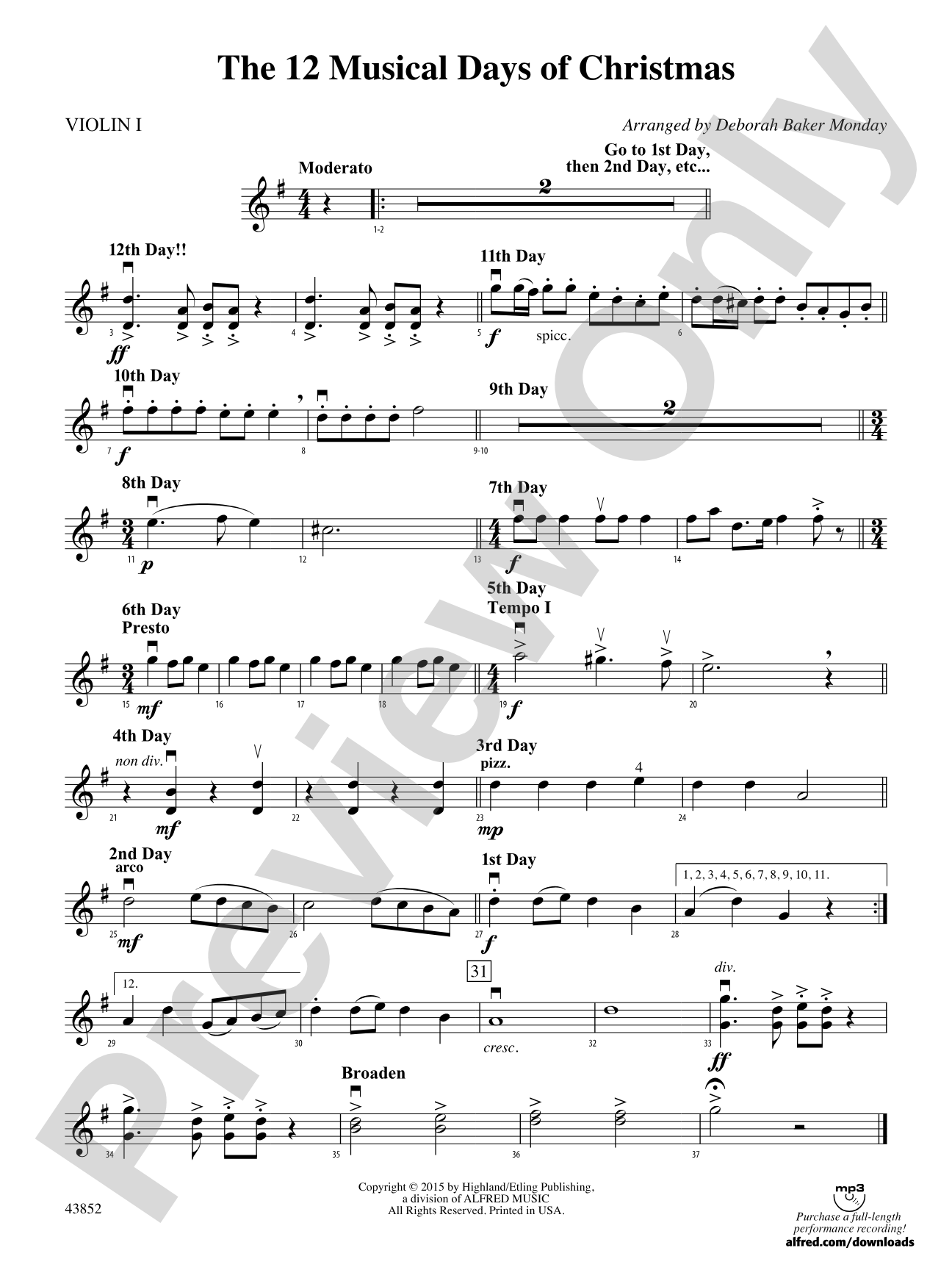 The 12 Musical Days of Christmas: 1st Violin