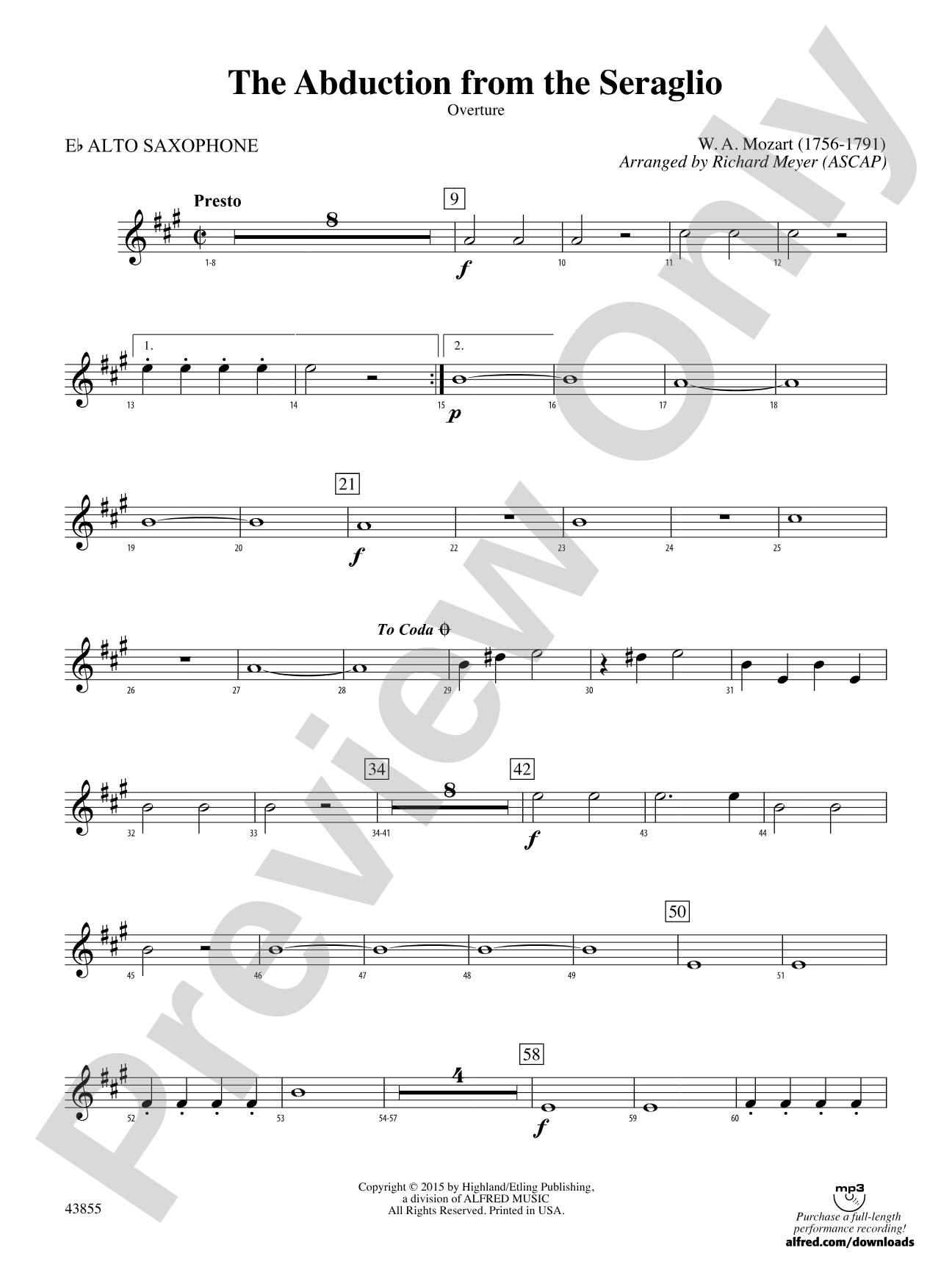 The Abduction from the Seraglio: E-flat Alto Saxophone