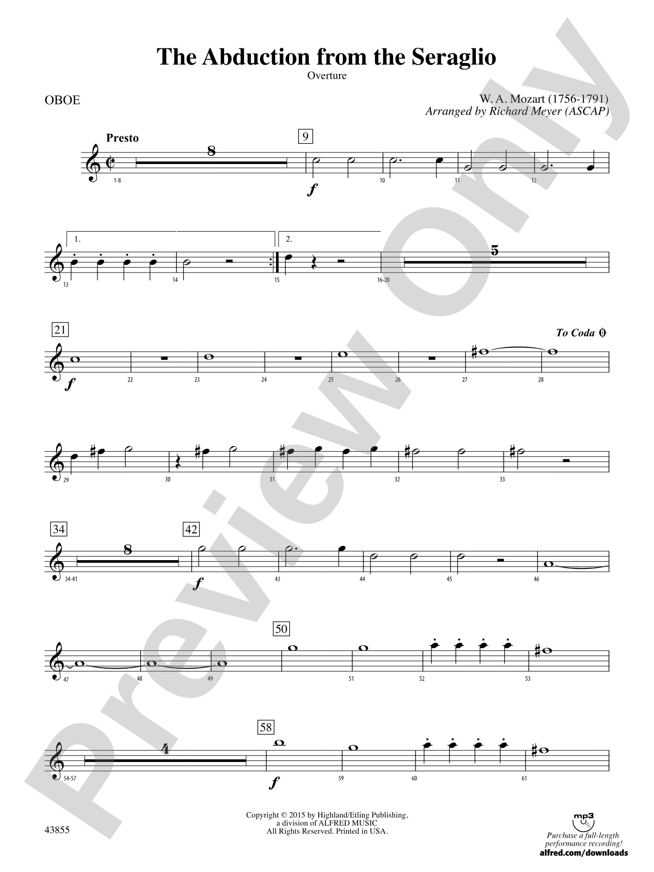 The Abduction from the Seraglio: Oboe