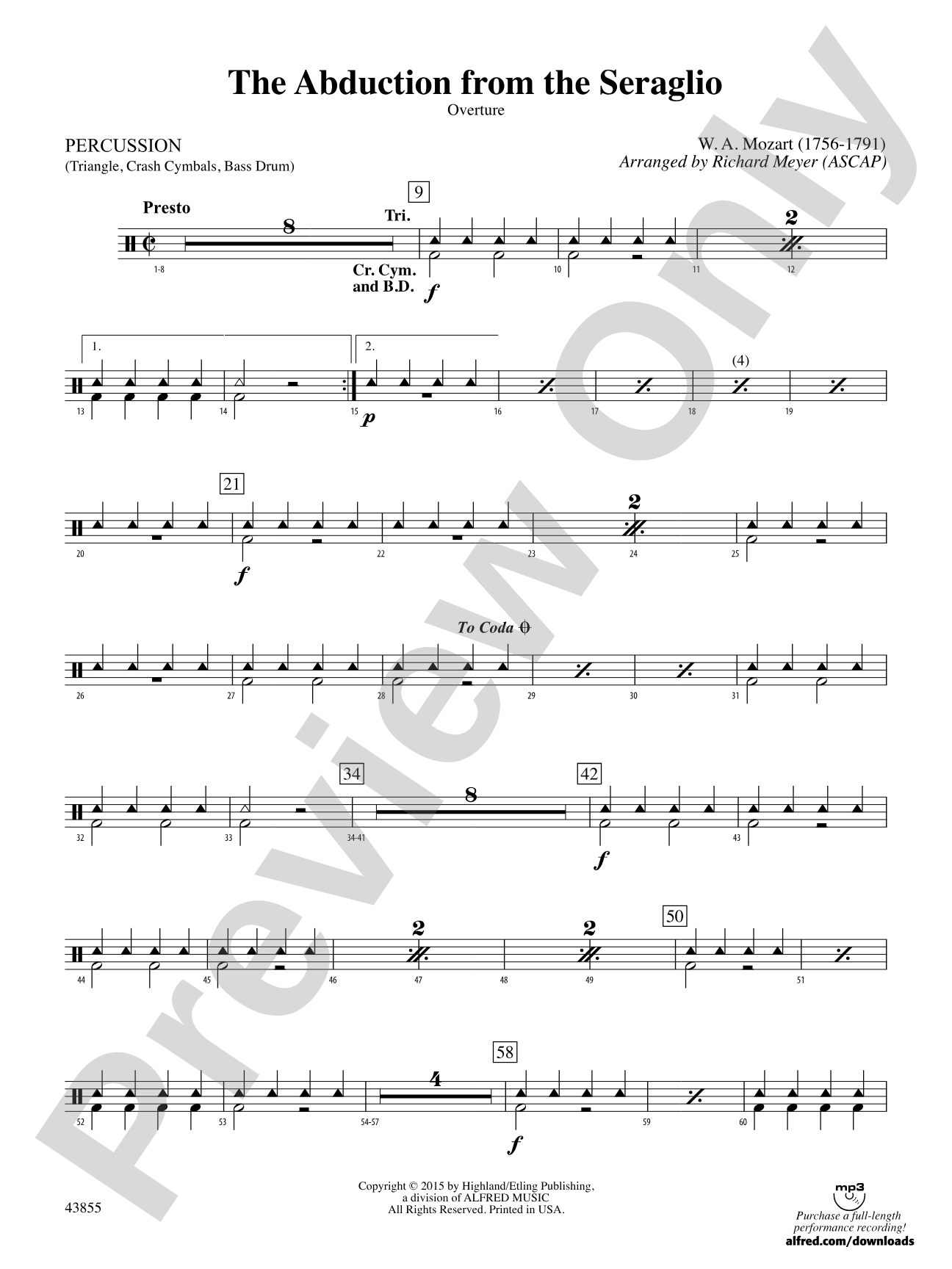 The Abduction from the Seraglio: 1st Percussion