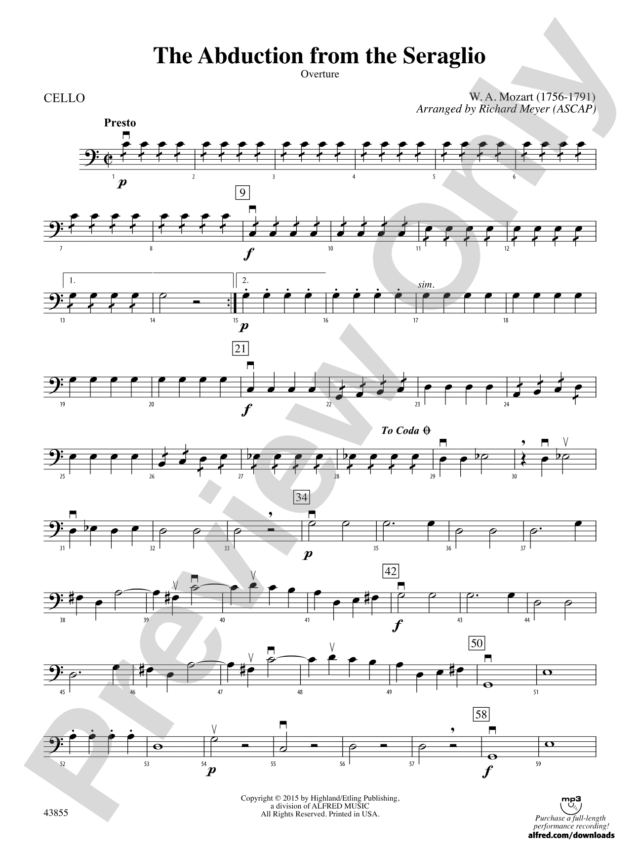 The Abduction from the Seraglio: Cello