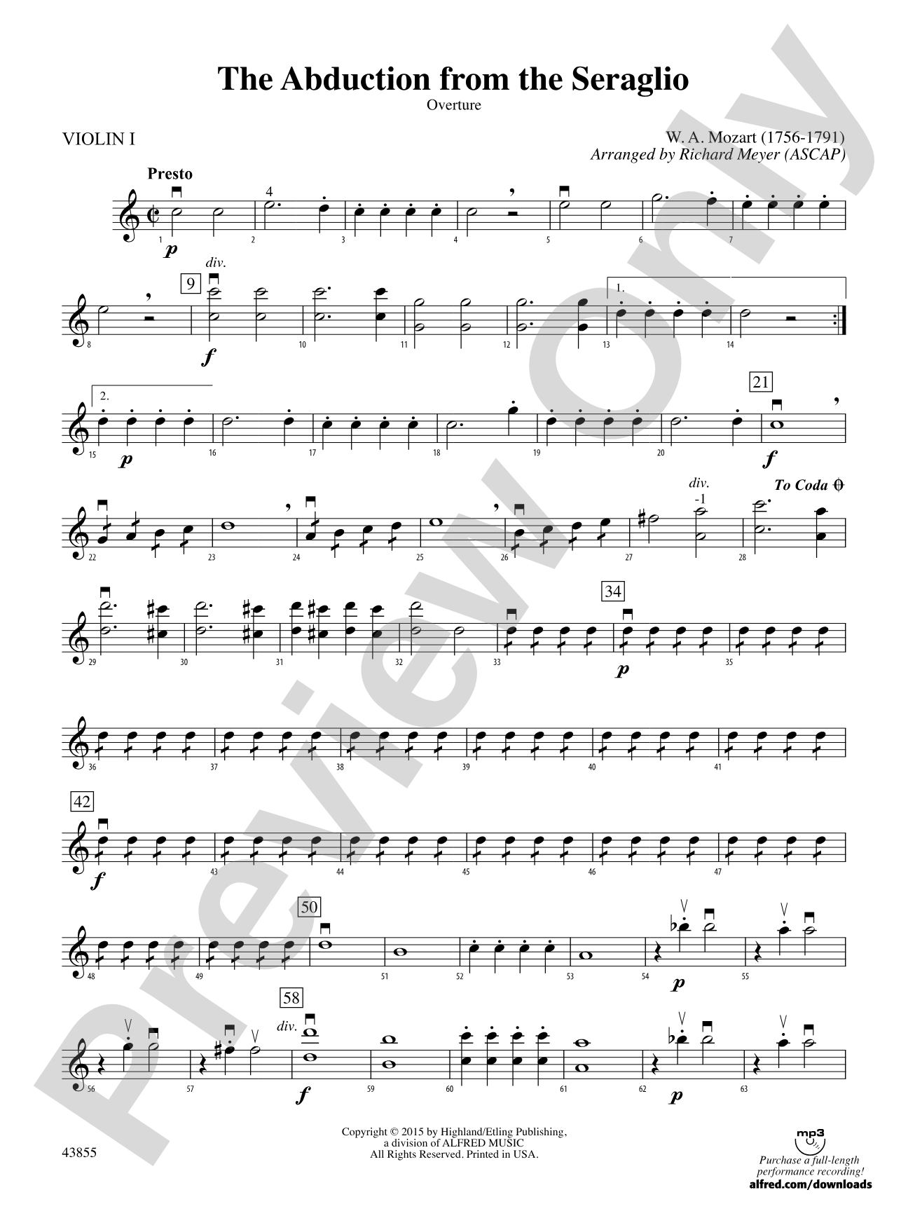 The Abduction from the Seraglio: 1st Violin