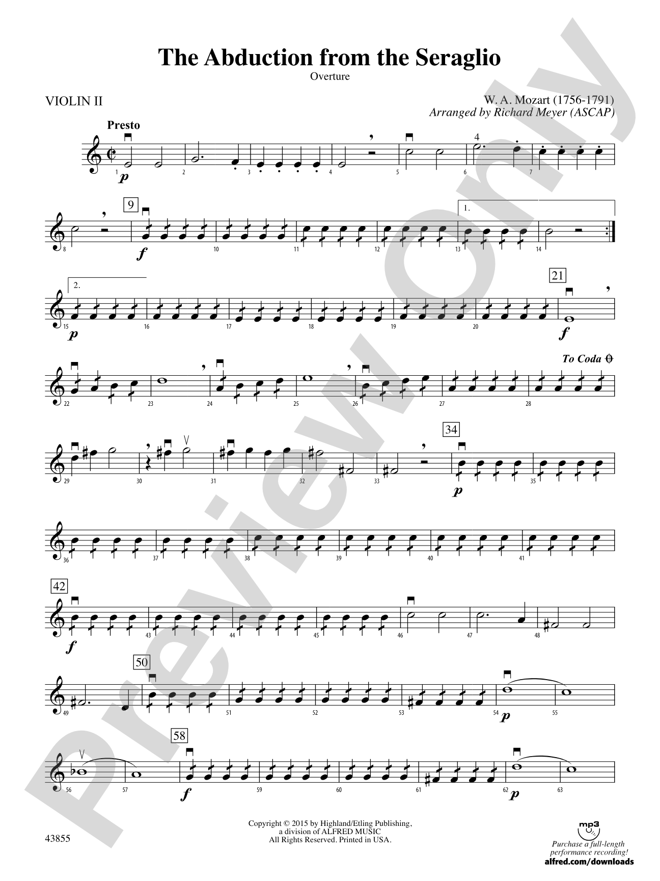 The Abduction from the Seraglio: 2nd Violin