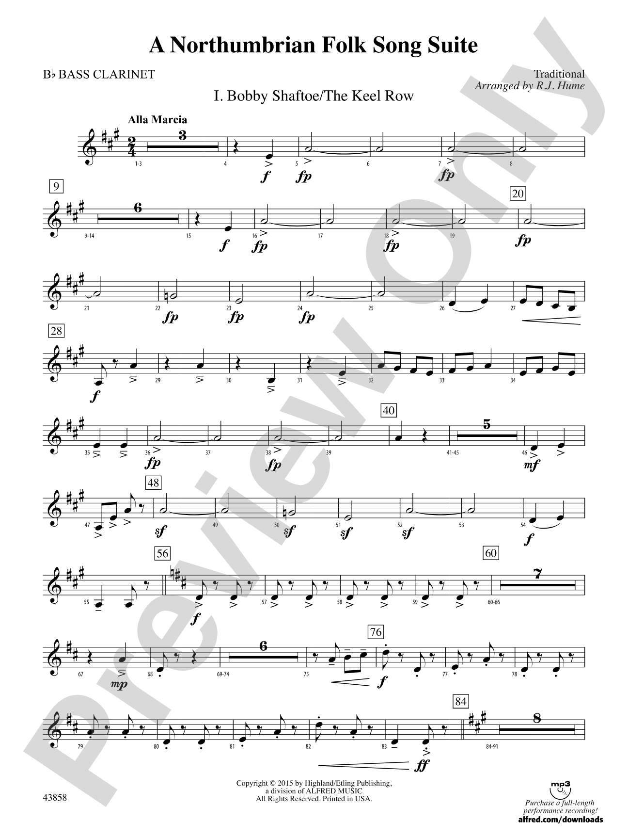 A Northumbrian Folk Song Suite: B-flat Bass Clarinet