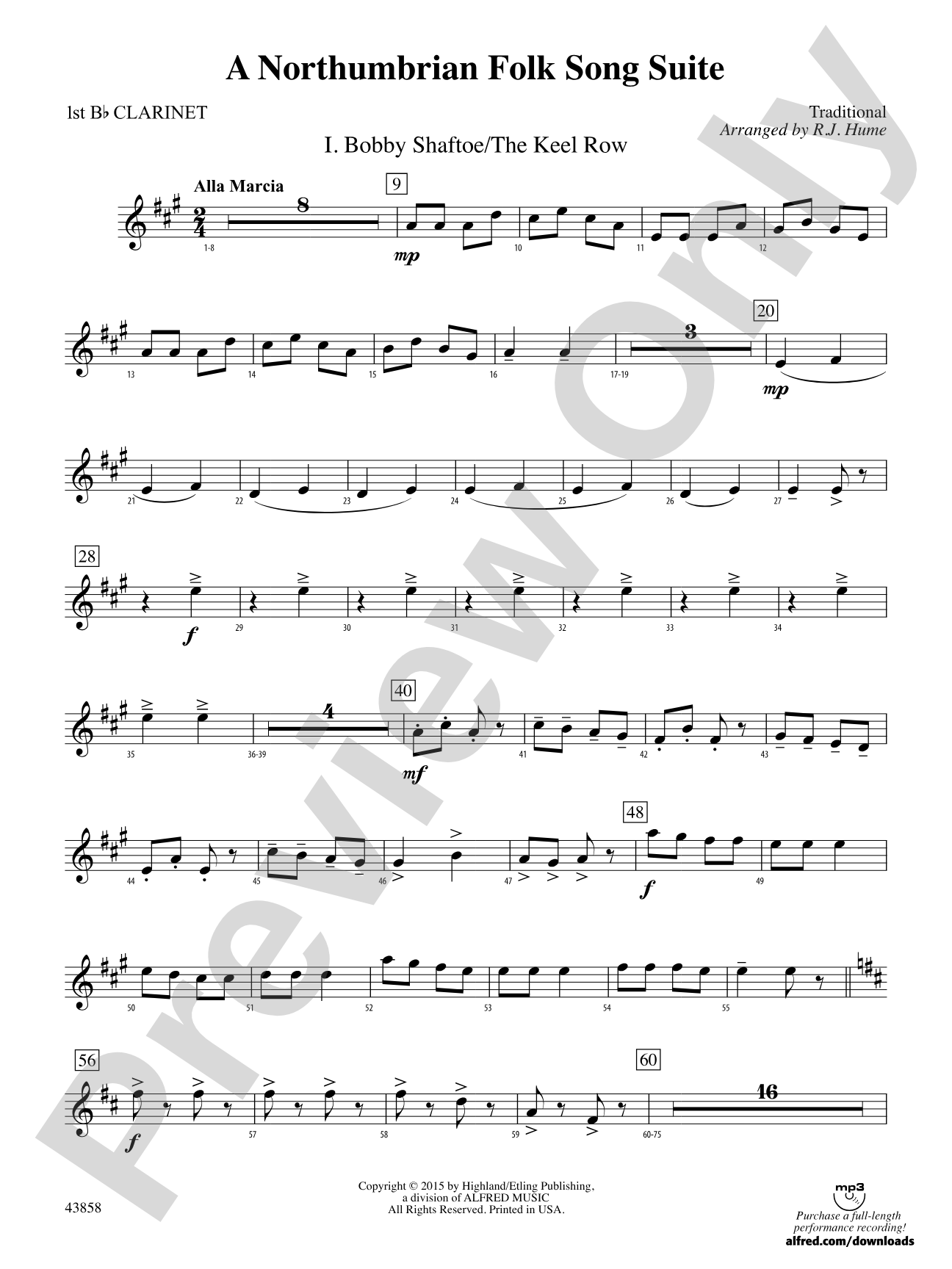 A Northumbrian Folk Song Suite: 1st B-flat Clarinet