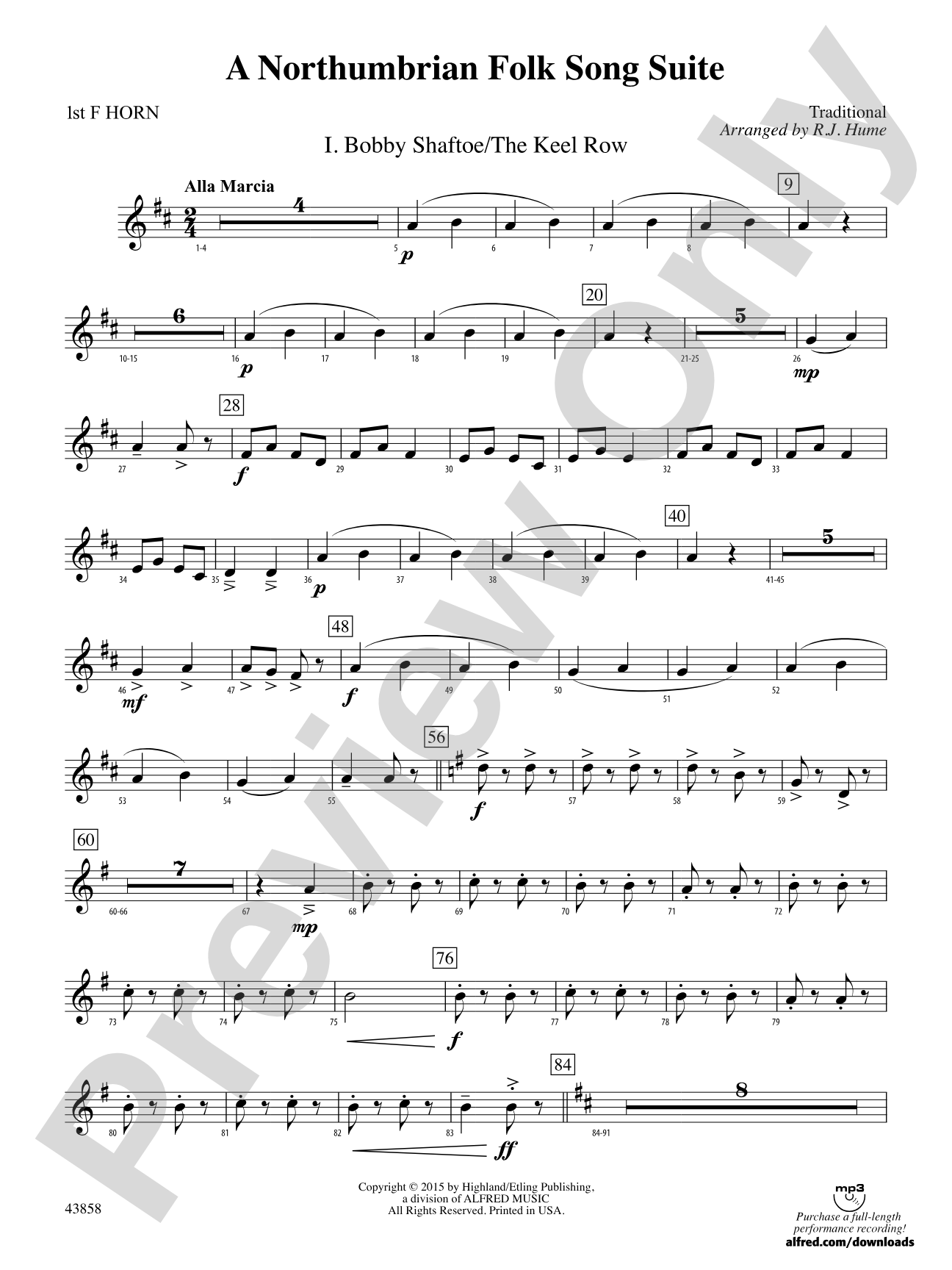 A Northumbrian Folk Song Suite: 1st F Horn