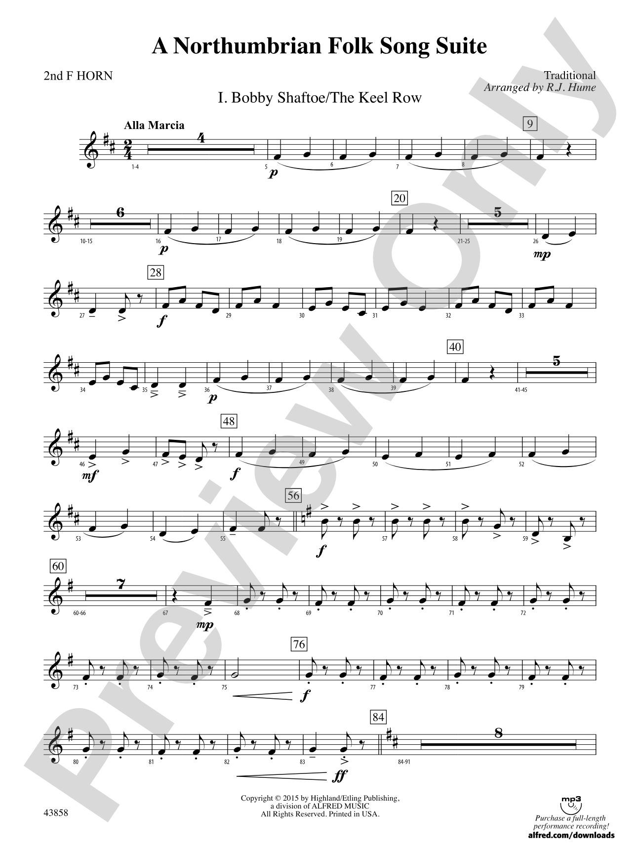A Northumbrian Folk Song Suite: 2nd F Horn