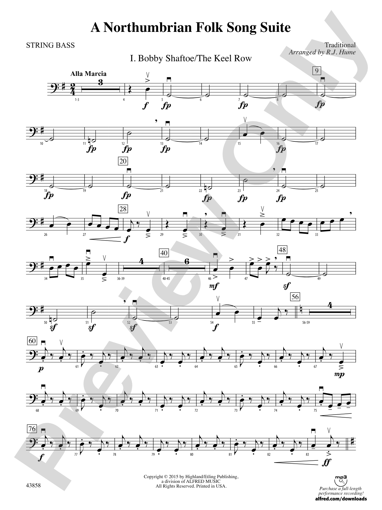A Northumbrian Folk Song Suite: String Bass
