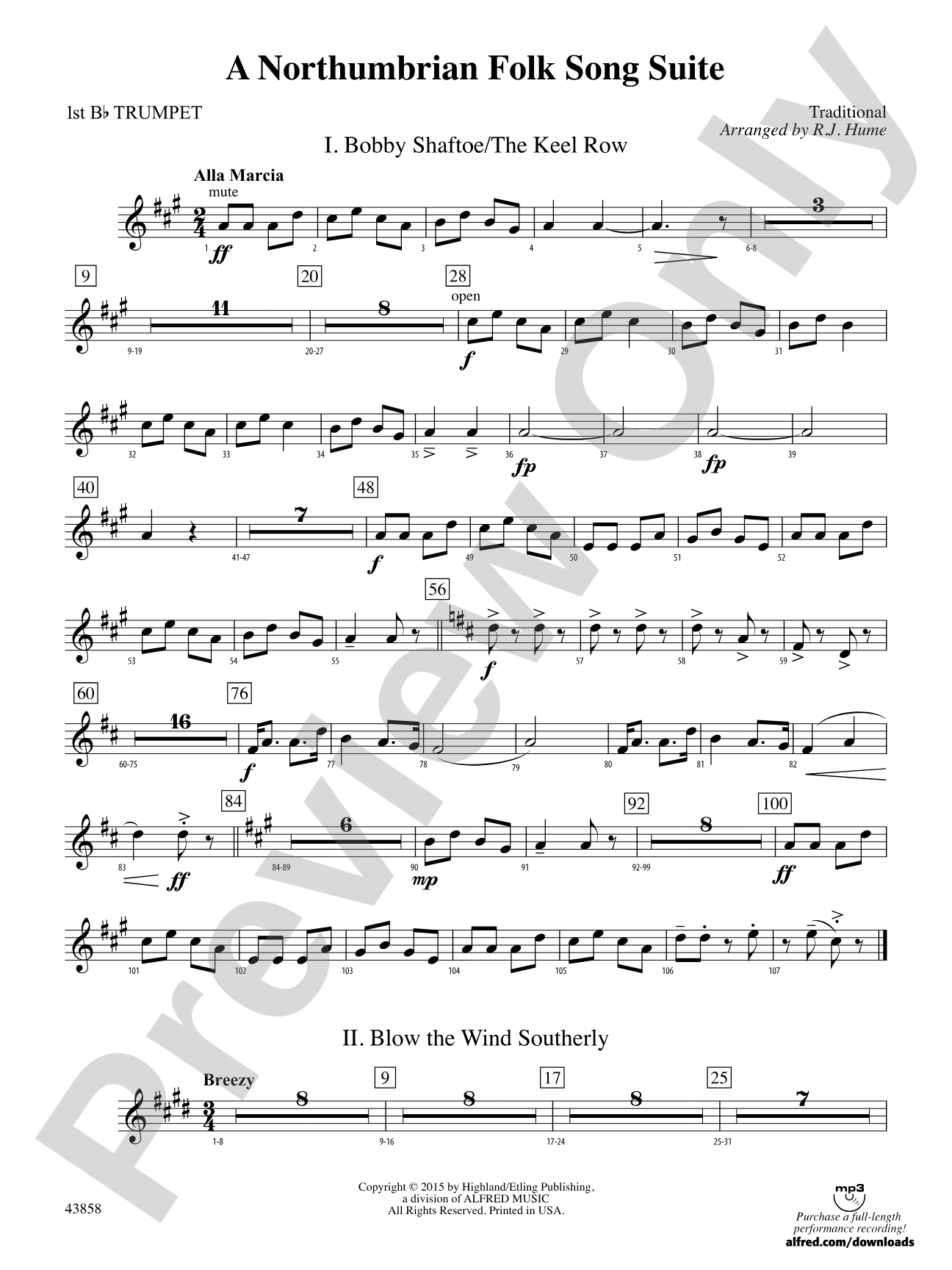 A Northumbrian Folk Song Suite: 1st B-flat Trumpet