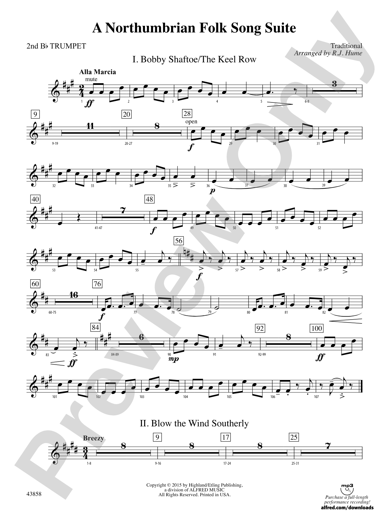 A Northumbrian Folk Song Suite: 2nd B-flat Trumpet