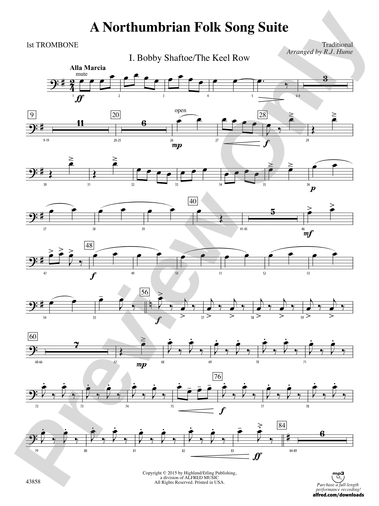 A Northumbrian Folk Song Suite: 1st Trombone