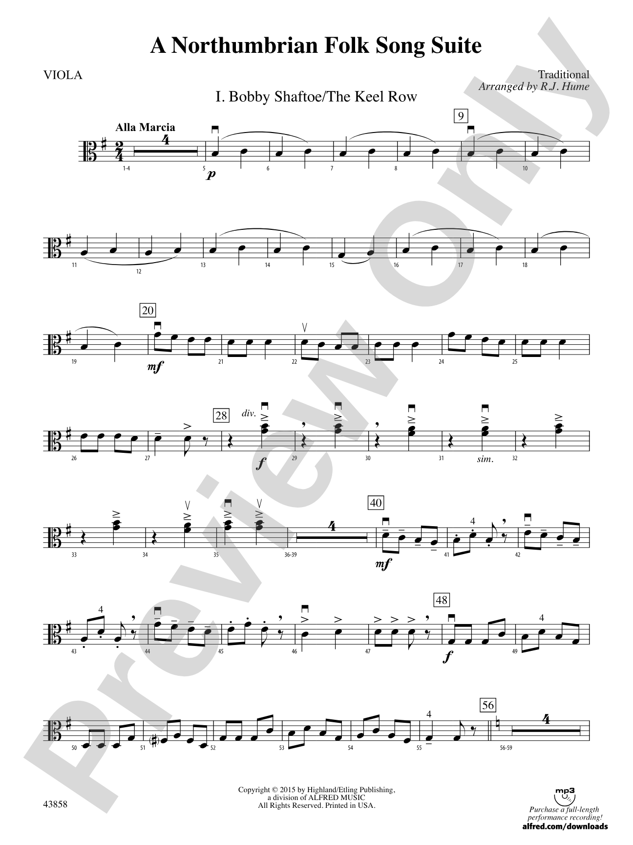 A Northumbrian Folk Song Suite: Viola