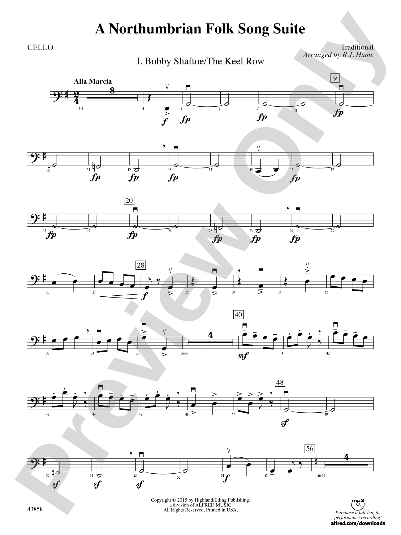 A Northumbrian Folk Song Suite: Cello