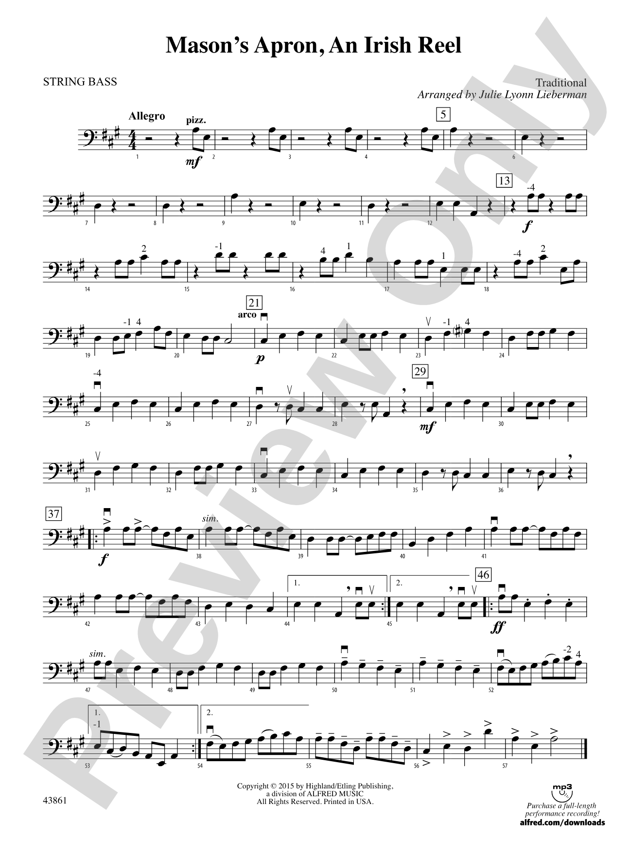 Mason's Apron, An Irish Reel: String Bass