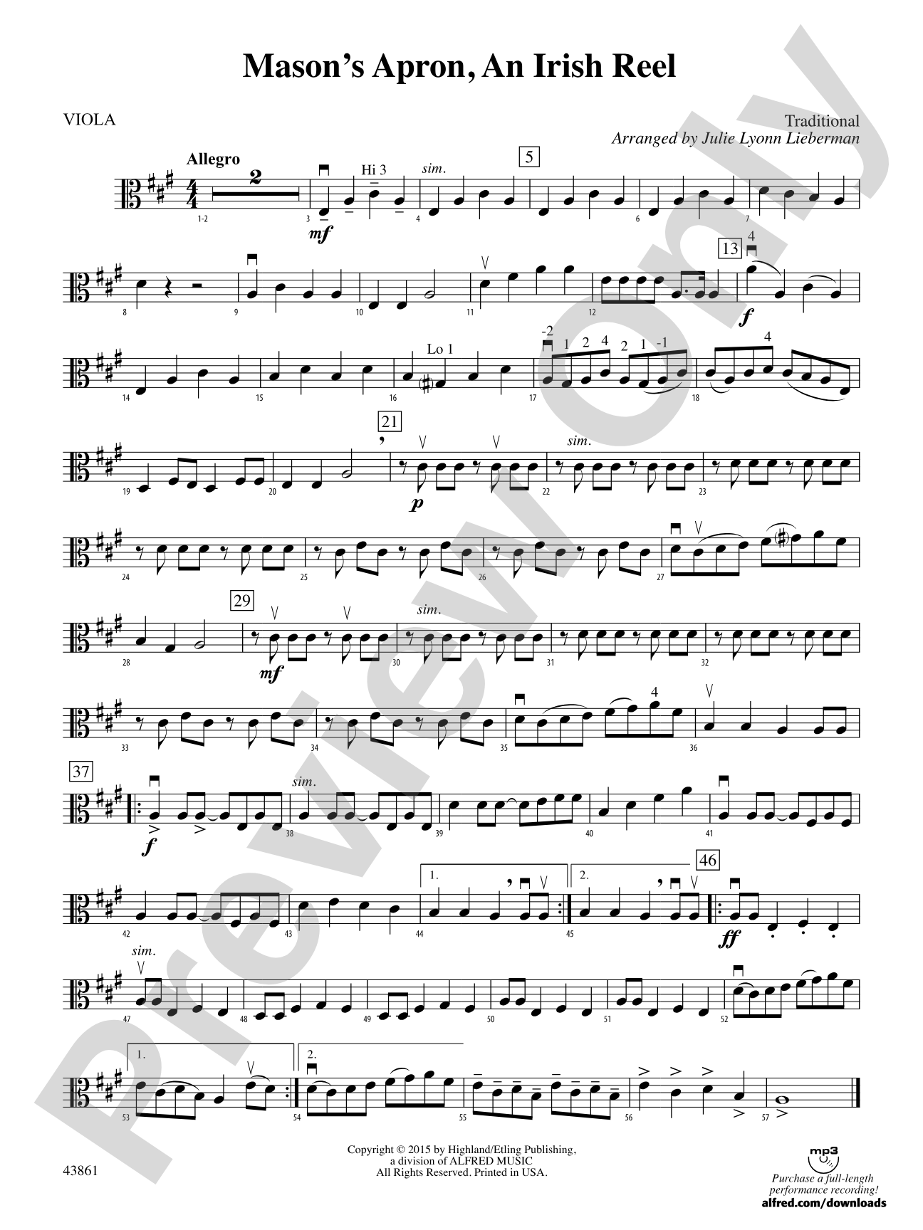 Mason's Apron, An Irish Reel: Viola
