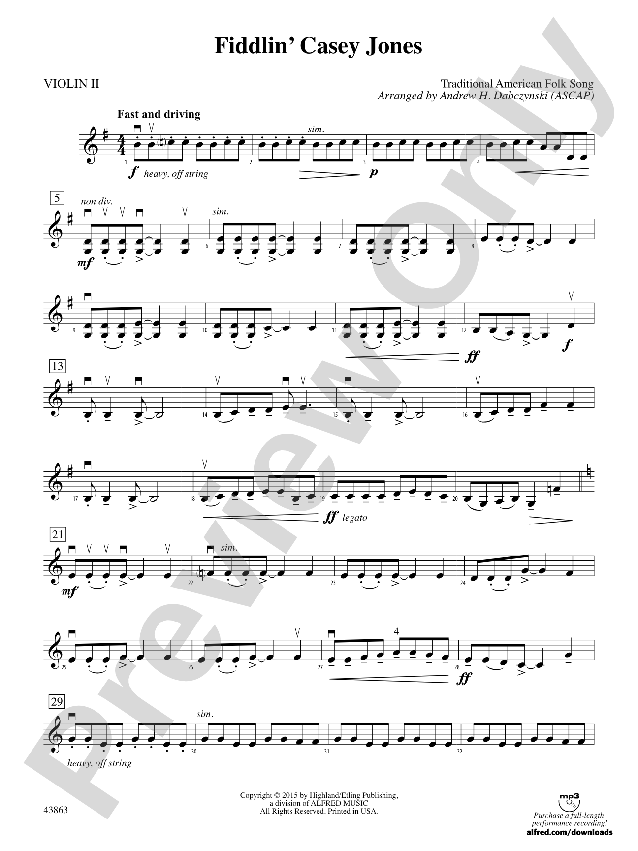 Fiddlin' Casey Jones: 2nd Violin