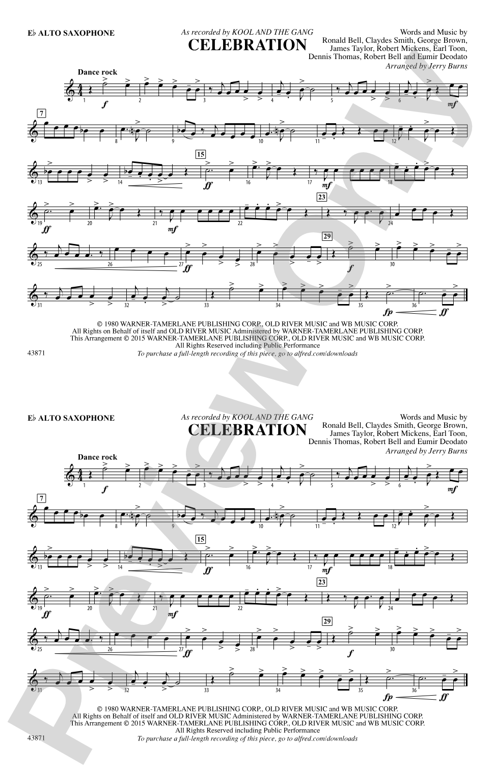 Celebration: E-flat Alto Saxophone