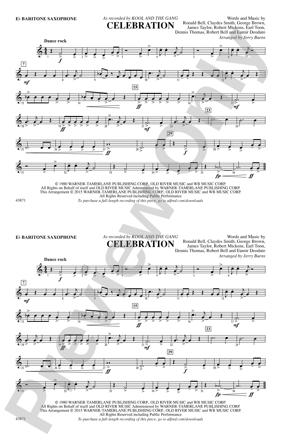 Celebration: E-flat Baritone Saxophone