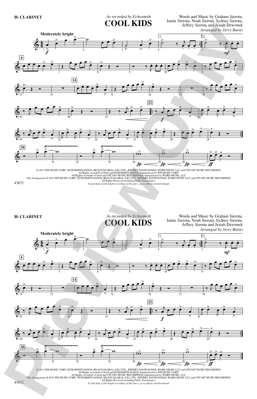 Cool Kids: 1st B-flat Clarinet