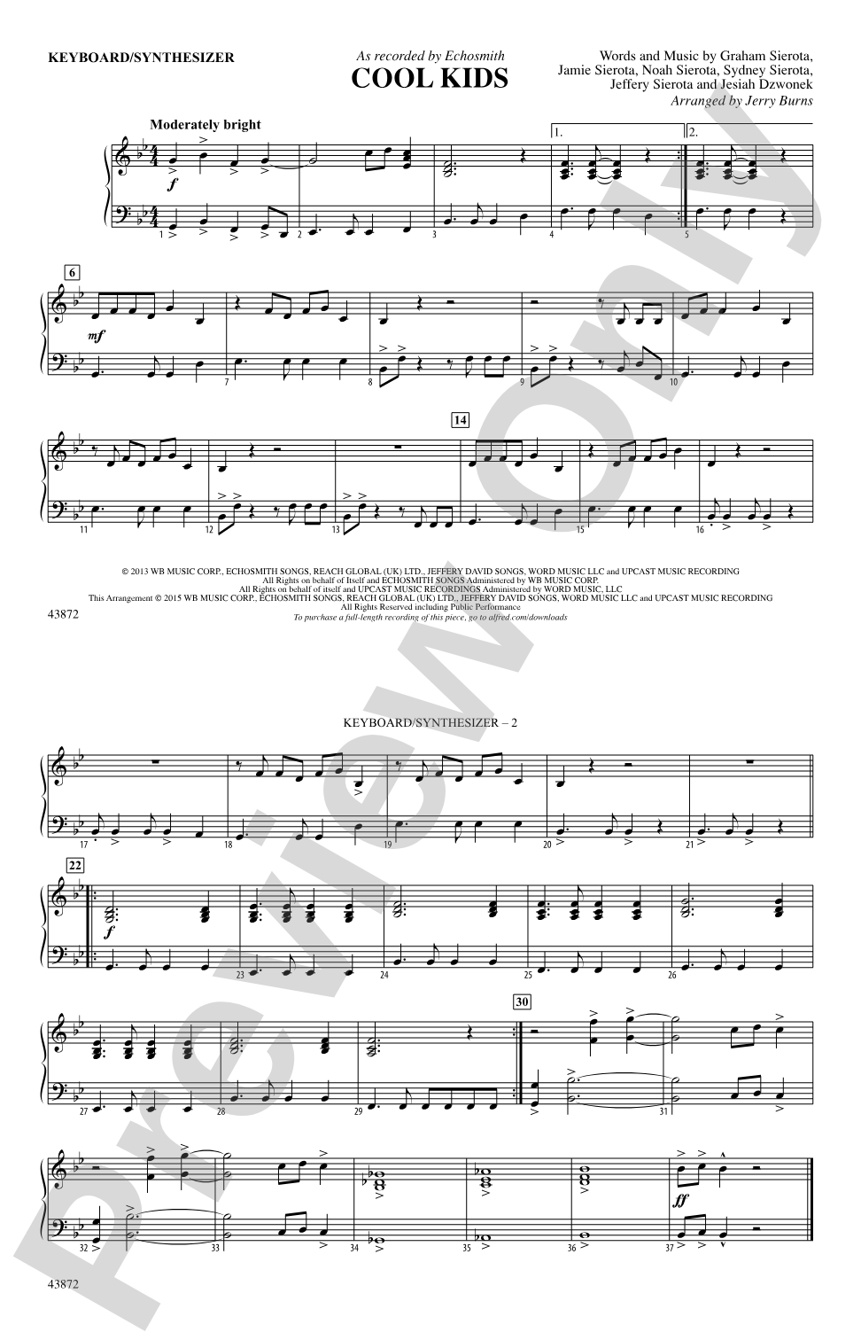 Cool Kids: Piano Accompaniment