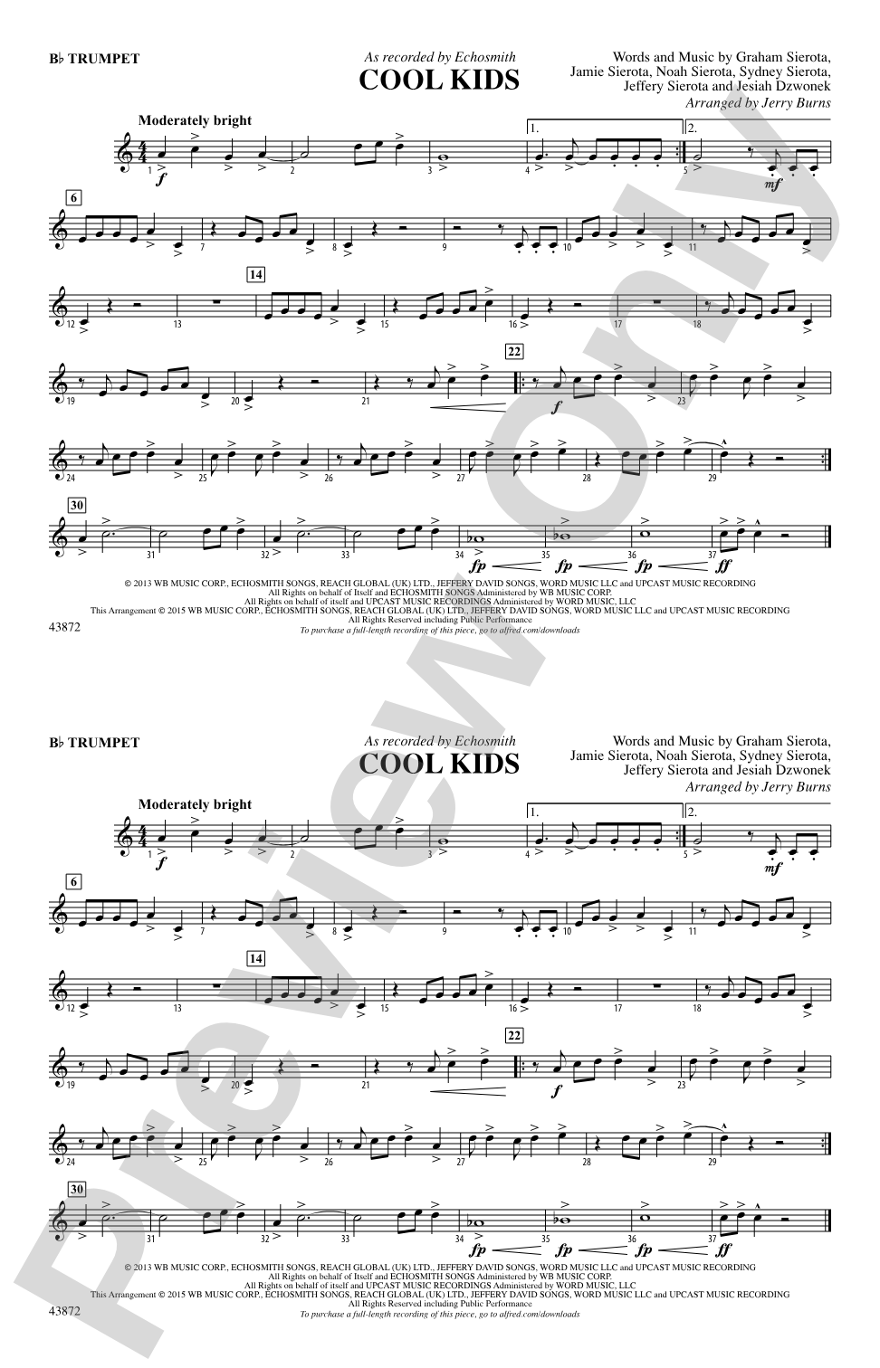 Cool Kids: 1st B-flat Trumpet