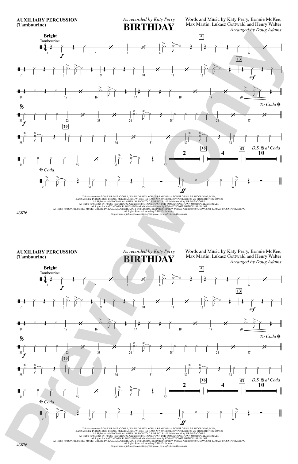 Birthday: Auxiliary Percussion