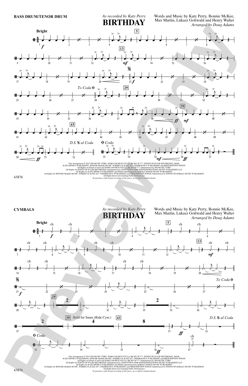 Birthday: Bass Drum/Tenor Drum