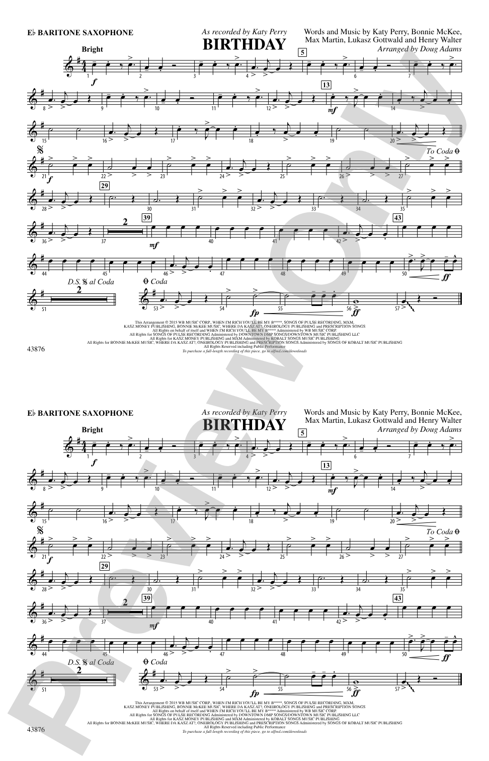 Birthday: E-flat Baritone Saxophone