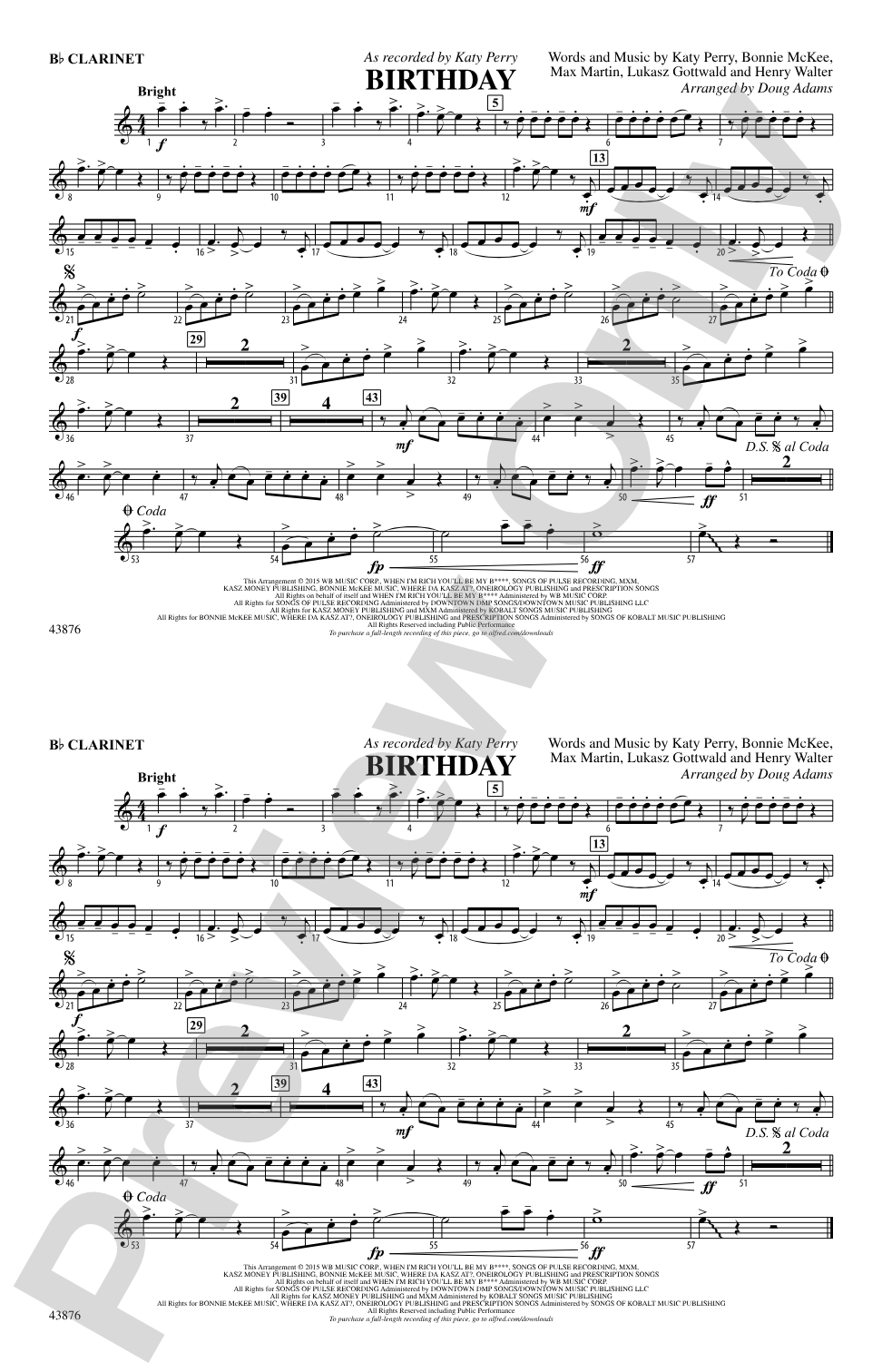 Birthday: 1st B-flat Clarinet