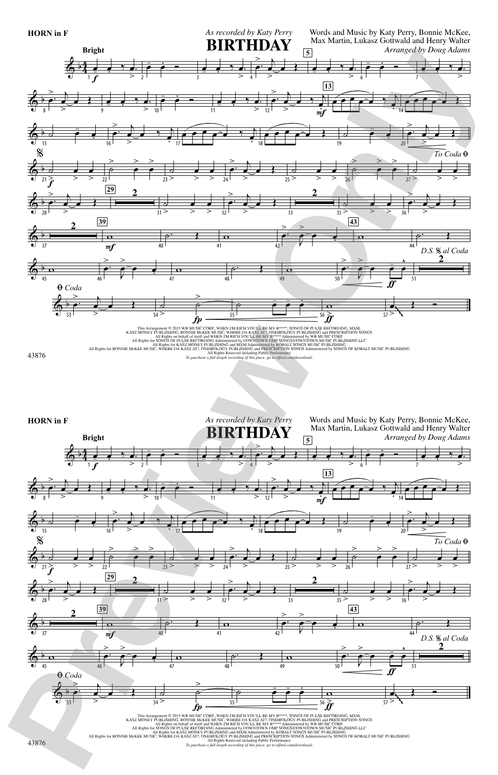 Birthday: 1st F Horn