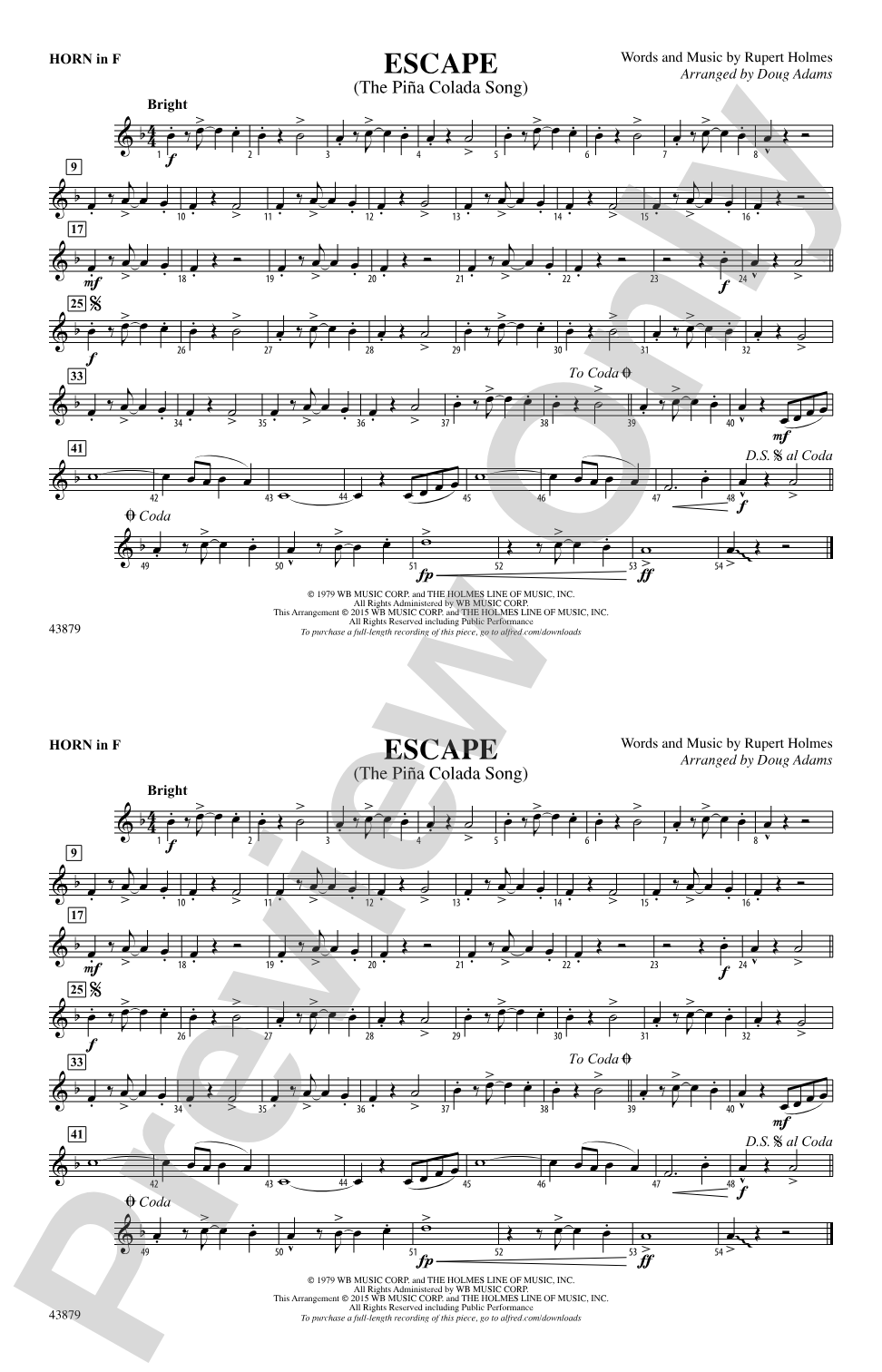 Escape (from Guardians of the Galaxy): 1st F Horn