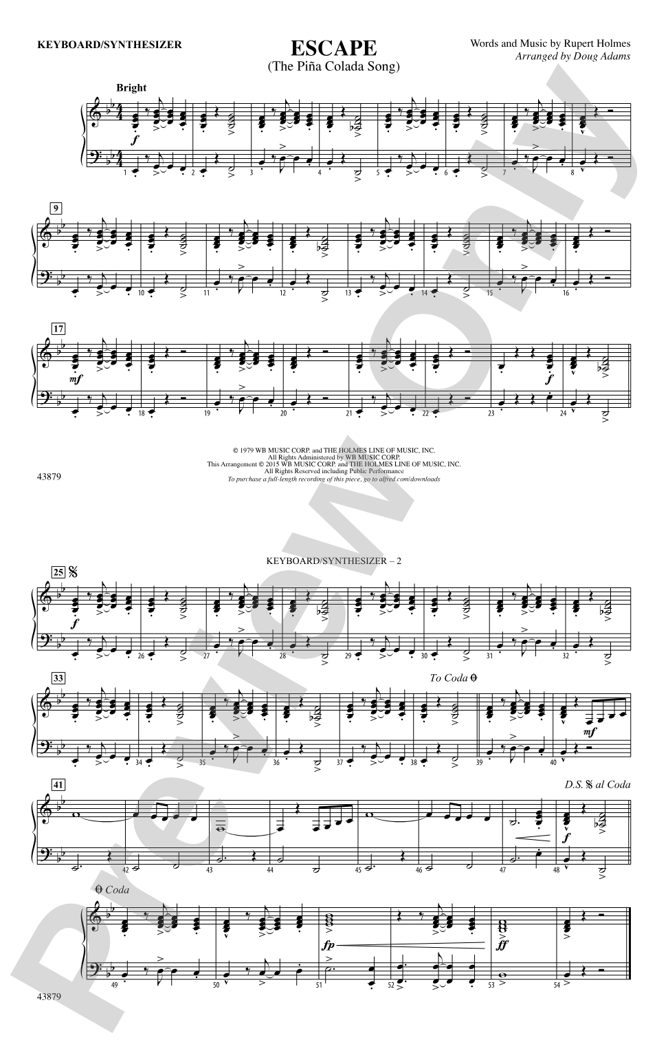 Escape (from Guardians of the Galaxy): Piano Accompaniment